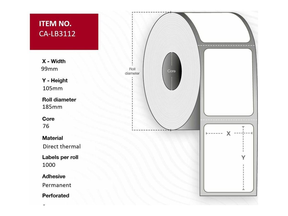 Capture Permanenter Klebstoff - weiß - 99 x 105 mm 1000 Etikett(en) (1 Rolle(n)x