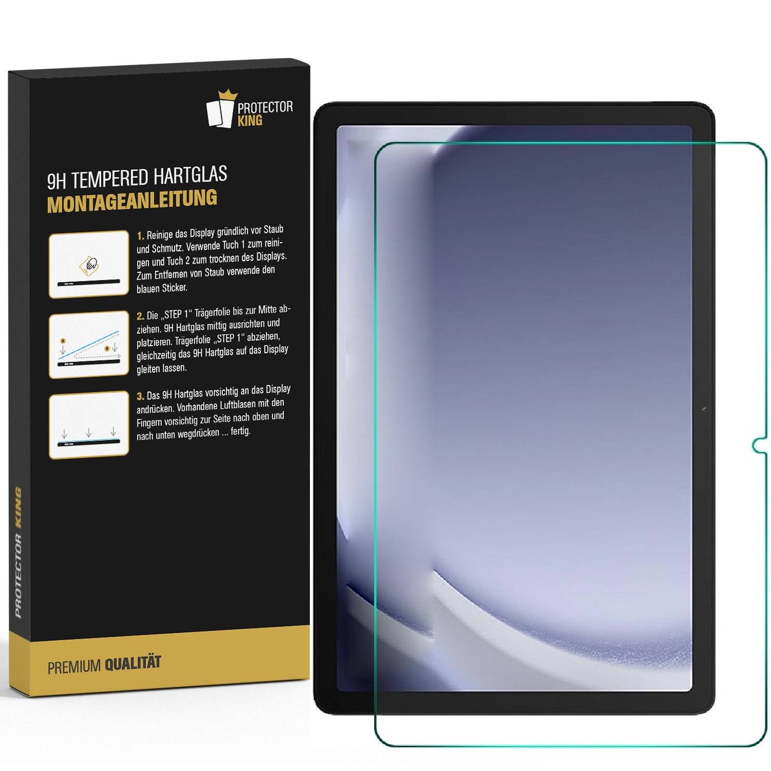 1x 9H Panzerglas für Samsung Galaxy Tab A9 Plus 3D KLAR echtes Tempered Glass Displayschutz Schutzglas Panzerfolie Schutzfolie Screen-Protector