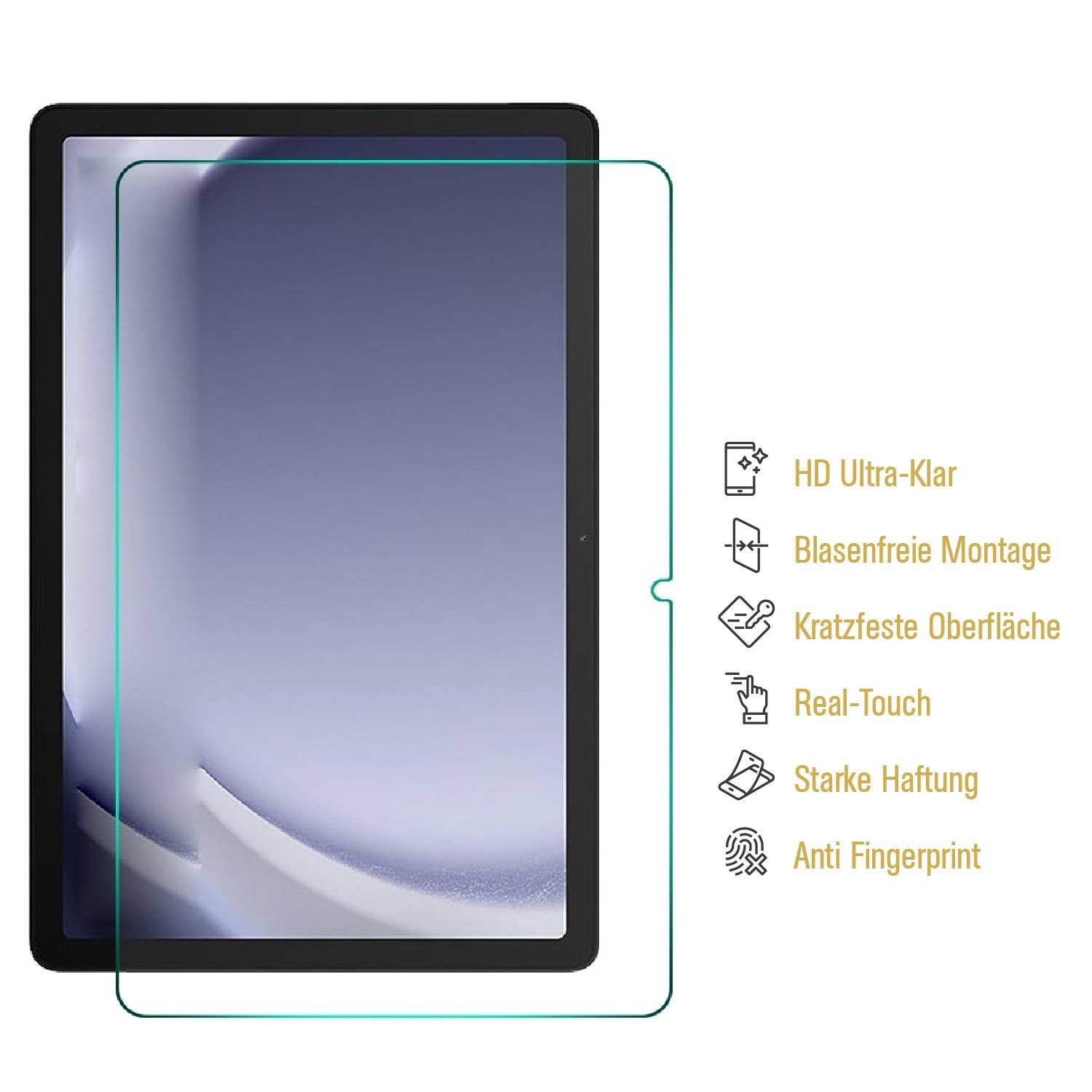 6x 9H Panzerglas für Samsung Galaxy Tab A9 3D KLAR Nano-Glass Displayschutz Schutzglas Schutzfolie Panzerfolie Screen-Protector ANTI-SHOK