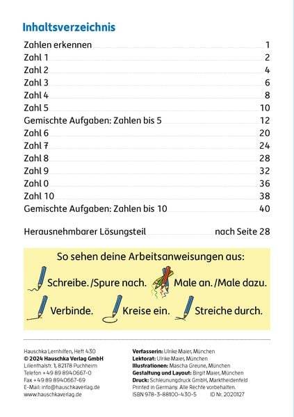 Mein Übungsheft Zahlen schreiben 1-10 - Schulanfang: Zählen, Mengen, erstes Rechnen
