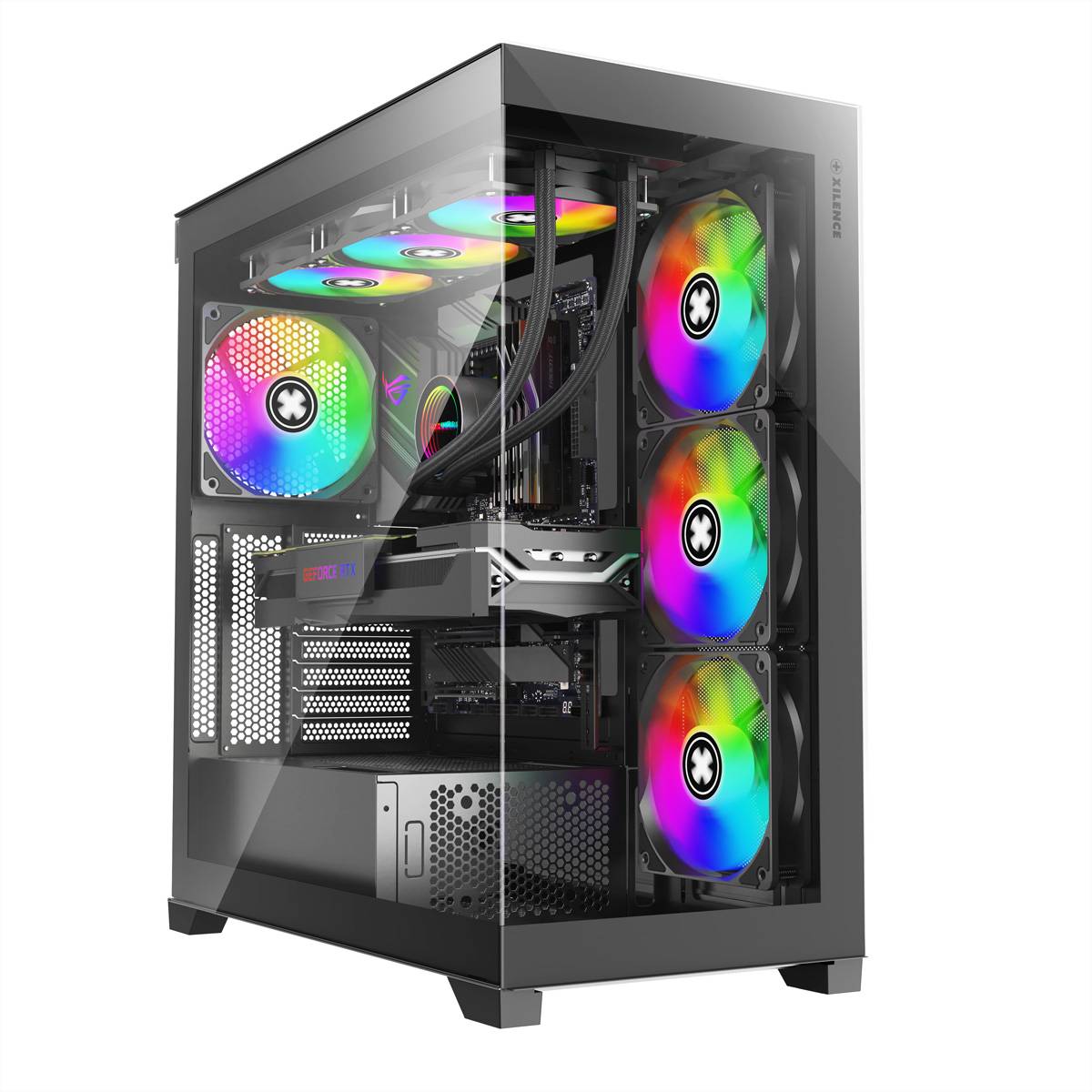 XILENCE Xilent Gleam X818.ARGB Gaming ATX PC-Gehäuse schwarz, RGB ATX Midi Tower