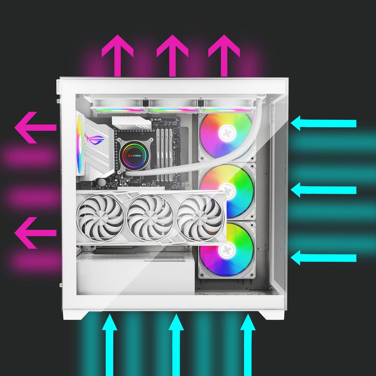 XILENCE Xilent Gleam X818.W.ARGB Gaming ATX PC-Gehäuse weiß, RGB ATX Midi Tower