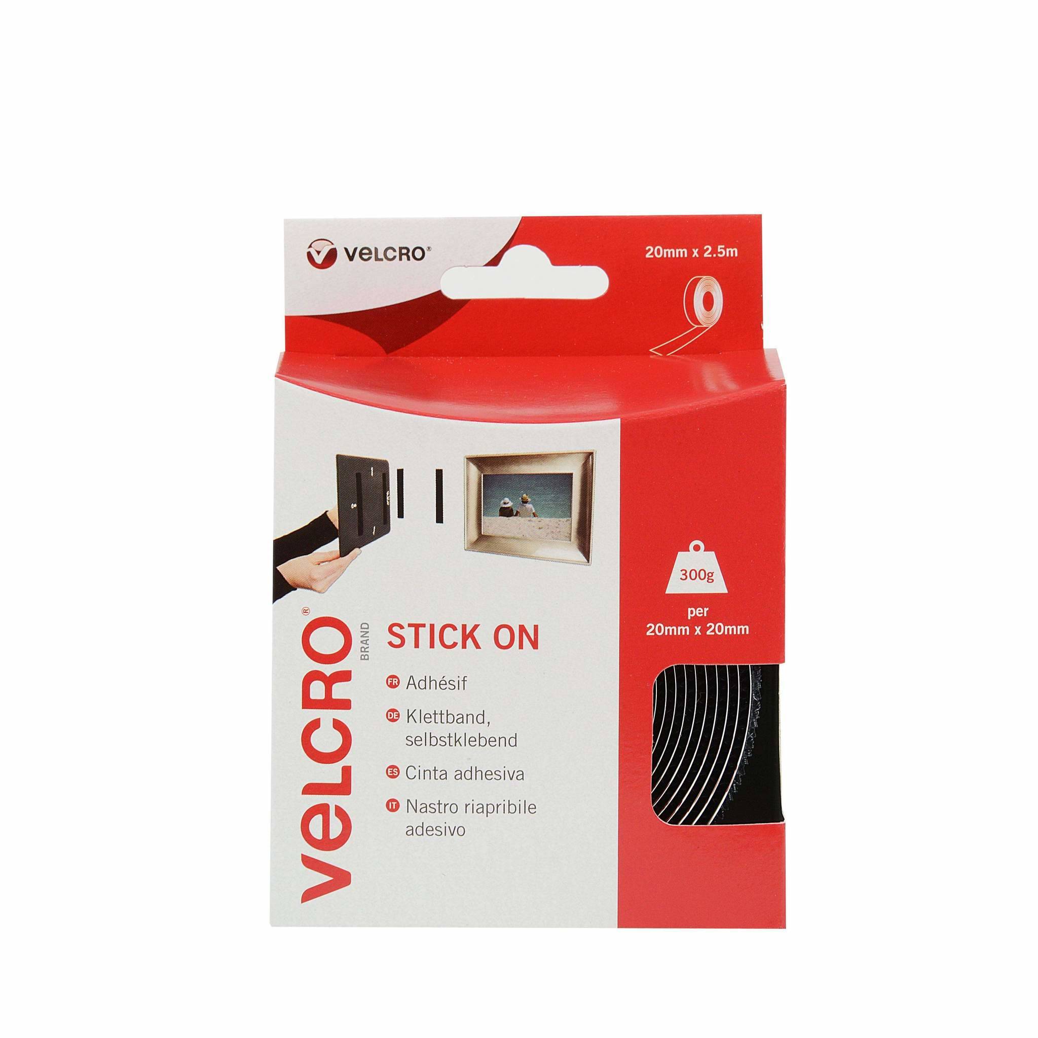 VELCRO Stick On - Selbstklebendes Klettband - 2 cm x 2.5 m