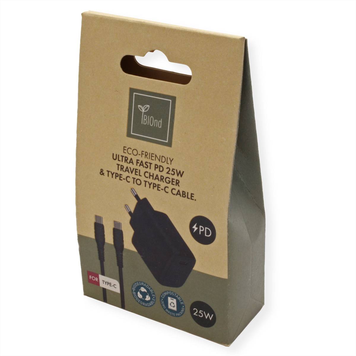 BIOnd BIO-CTC-25W PD-Reiseladegerät + USB-C KABEL