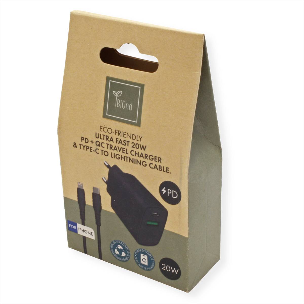 BIOnd BIO-CTL-20W PD 20W Charger + USB-C to 8PIN Kabel