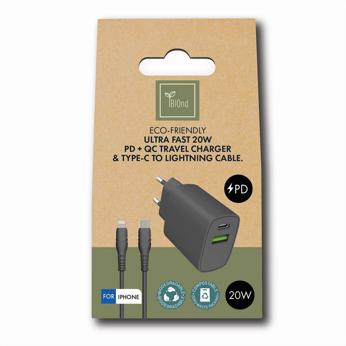 BIOnd BIO-CTL-20W PD 20W Charger + USB-C to 8PIN Kabel