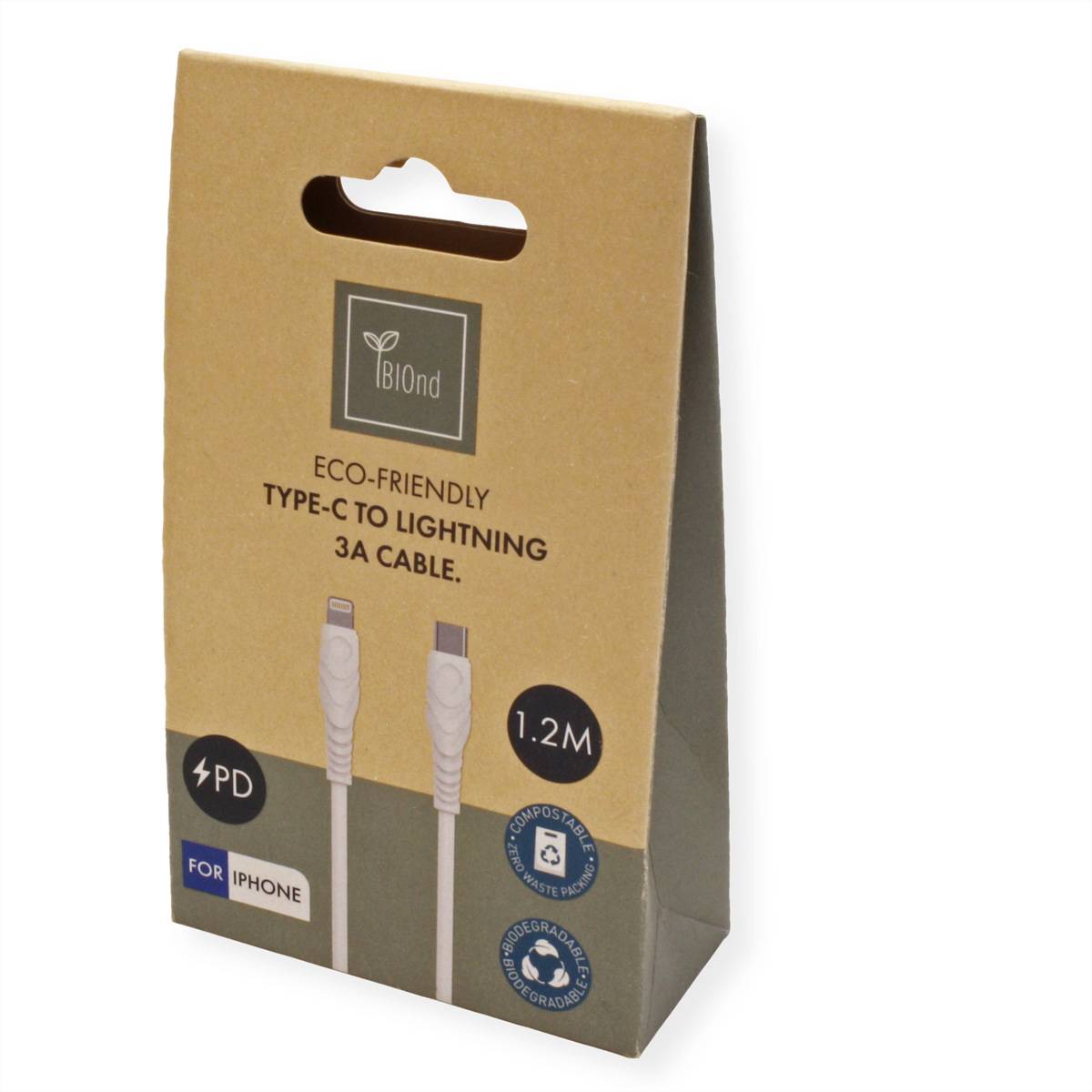 BIOnd BIO-12-TIP USB-C to 8Pin 3A Cable, 1,2 m