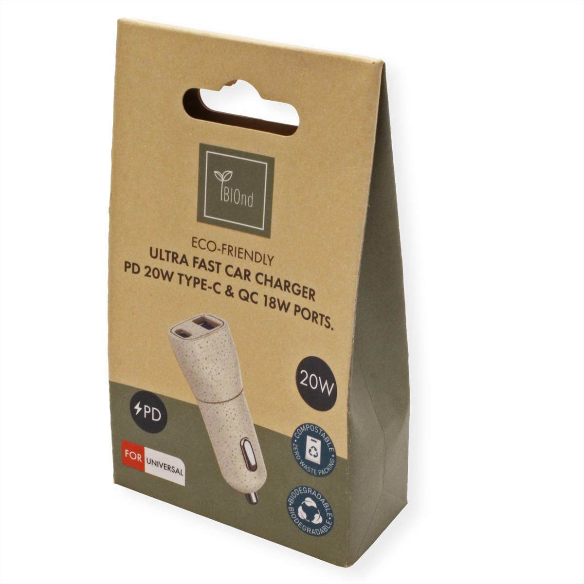 BIOnd BIO-CC-38W Dual USB 38W PD Dual Port USB-C und USB-A Autoladegerät