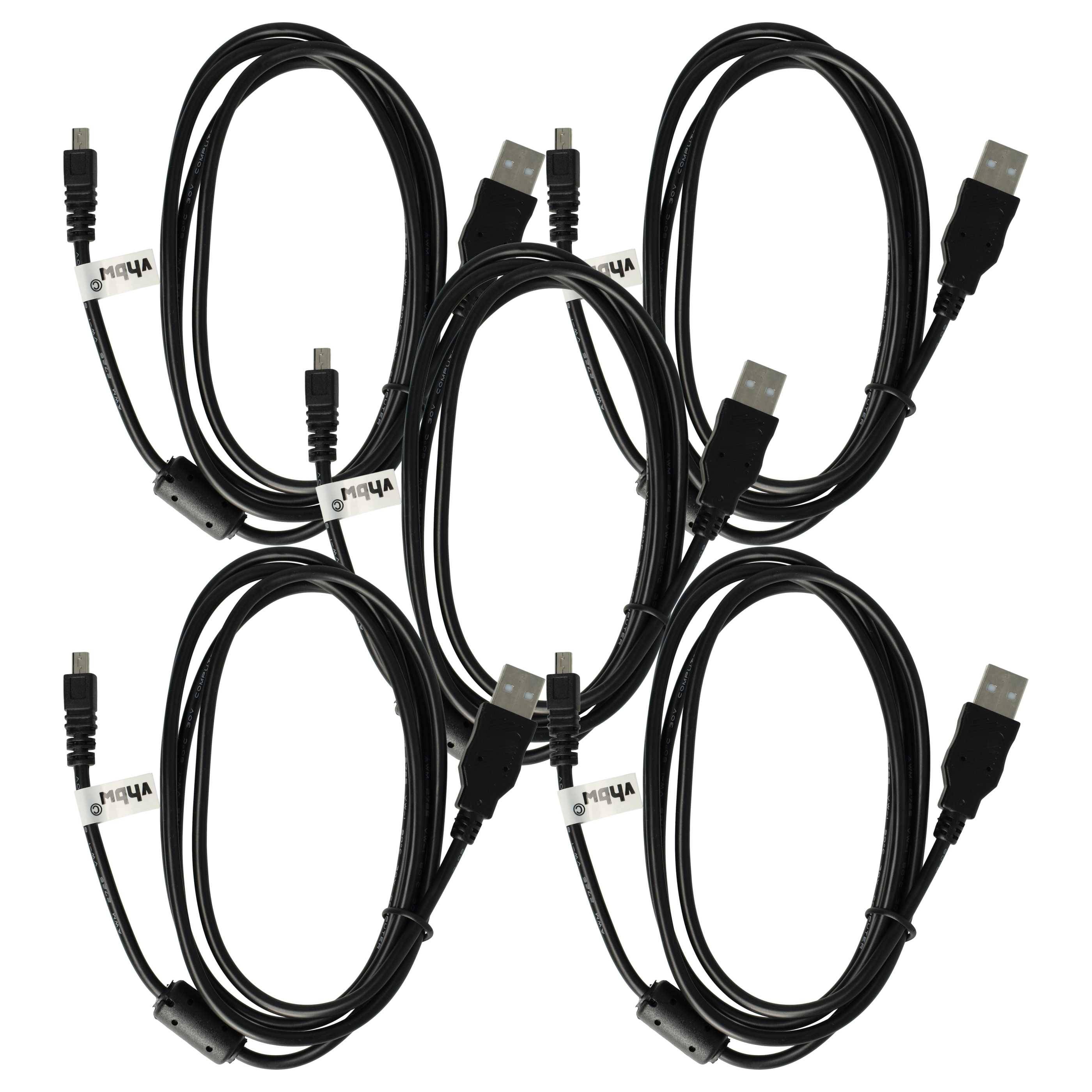 vhbw 5x USB-Kabel kompatibel mit Panasonic Lumix DMC-GF7, DMC-GF6, DMC-GF5, DMC-GH3, DMC-GF3X Kamera, Camcorder - Datenkabel, 150 cm