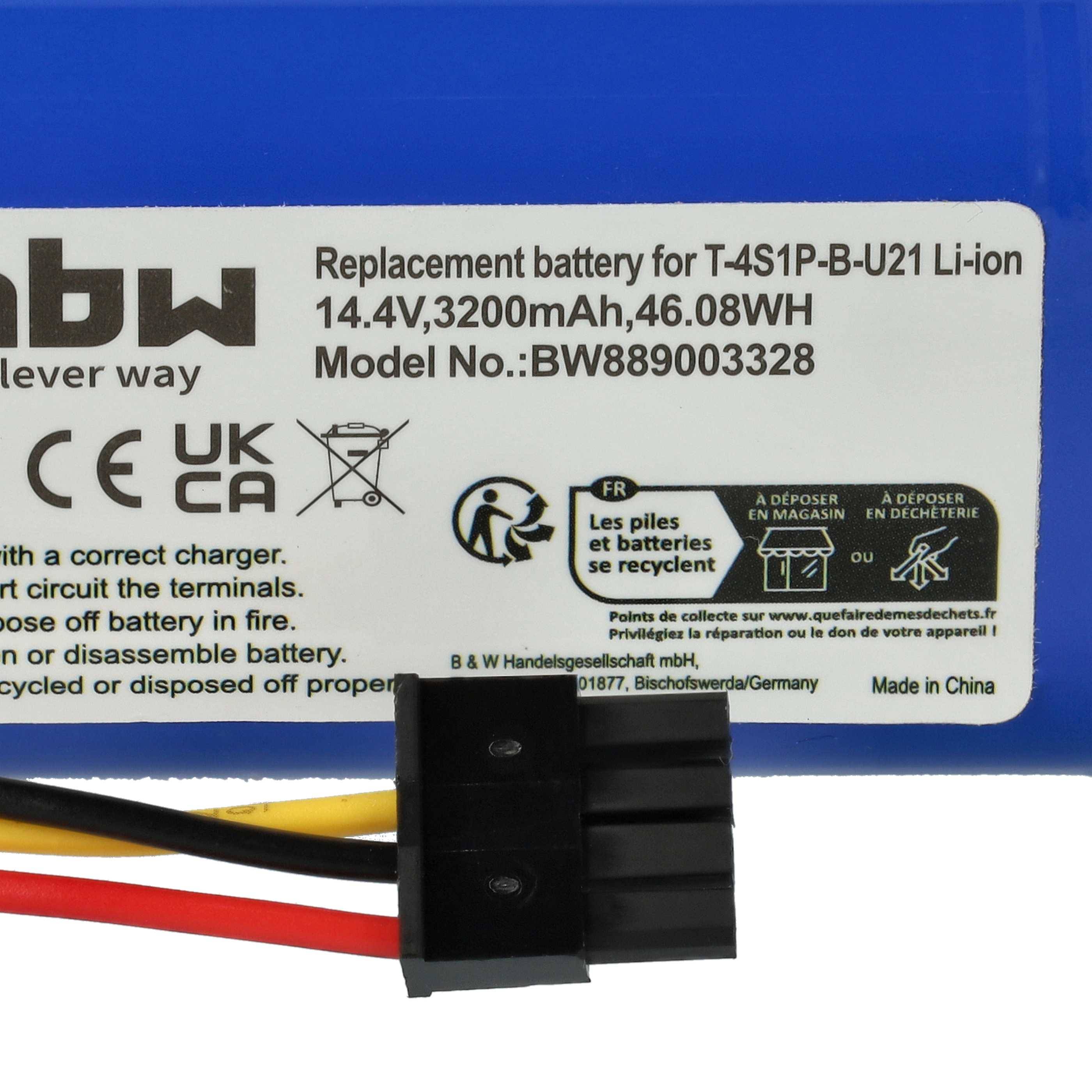 vhbw 1x Akku kompatibel mit Proscenic M8, M8 Pro Staubsauger (3200 mAh, 14,4 V, Li-Ion)