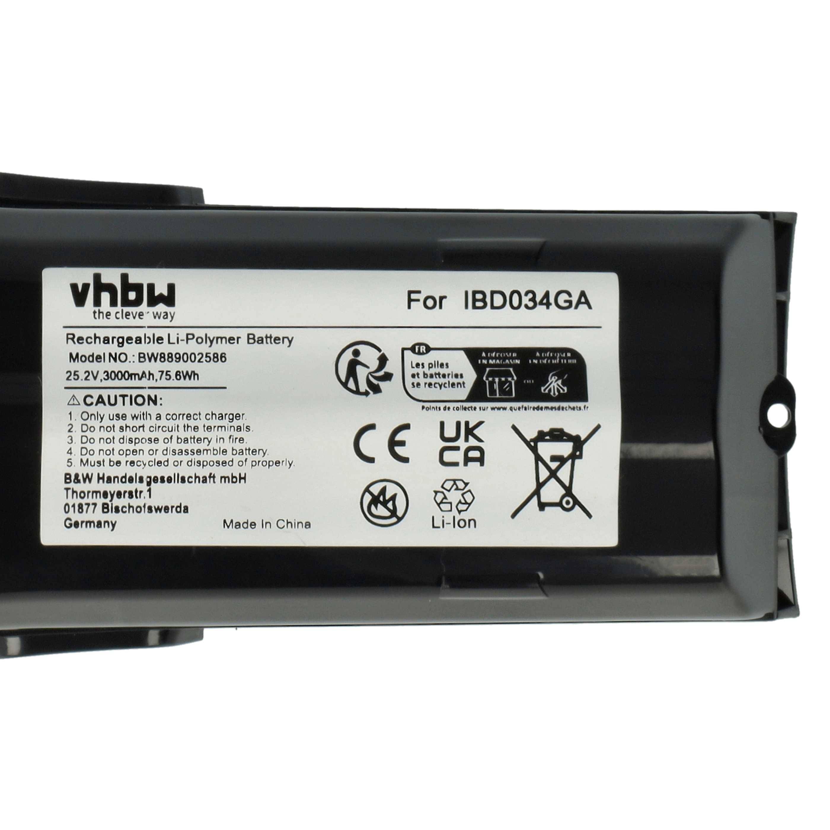vhbw Akku kompatibel mit Philips SpeedPro Max FC6823/01, FC6823, FC6823/31, FC6823/81, FC6823/82, FC6822 Staubsauger (3000 mAh, 25,2 V, Li-Ion)