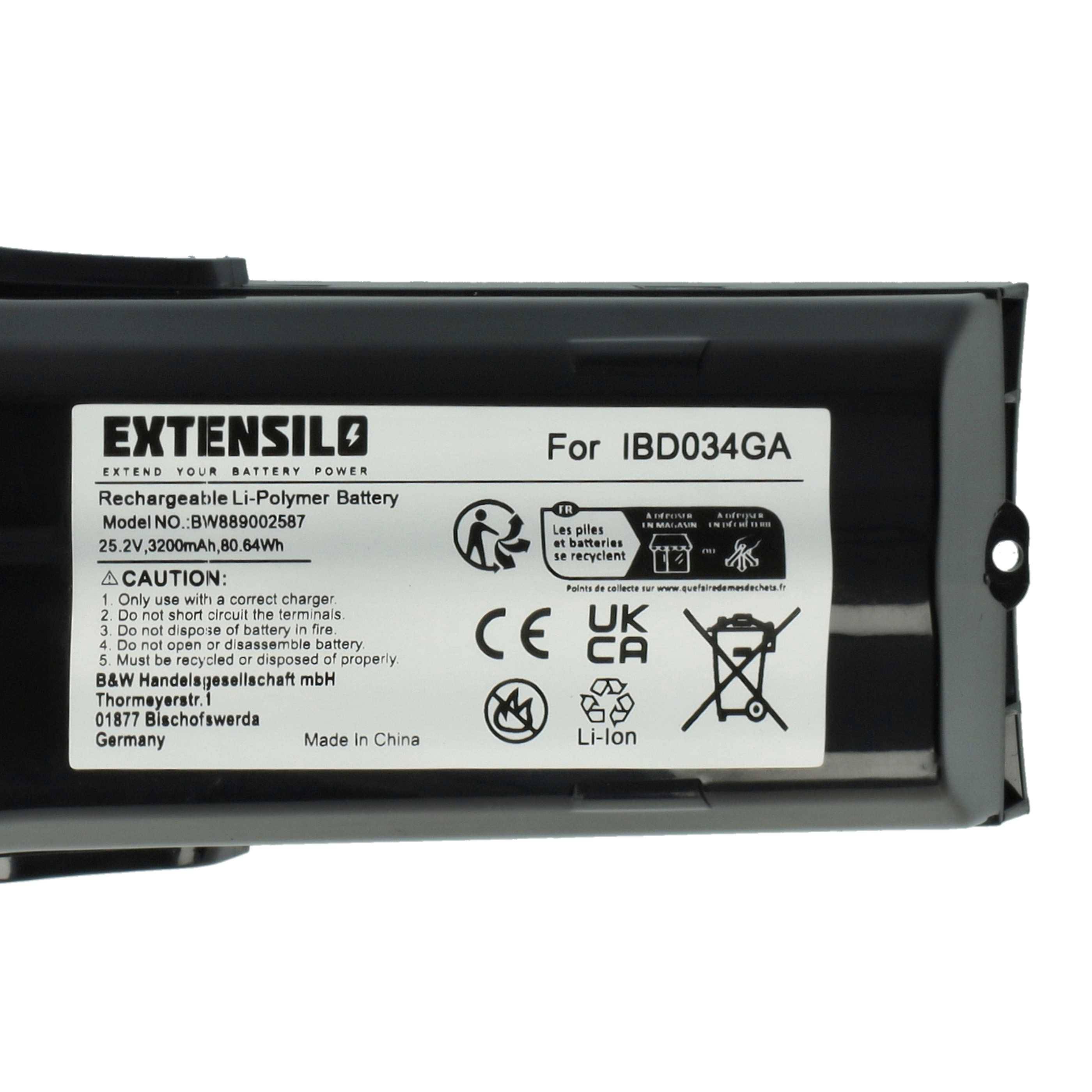 EXTENSILO Akku kompatibel mit Philips SpeedPro Max FC6823/01, FC6823, FC6823/31, FC6823/81, FC6822 Staubsauger (3200 mAh, 25,2 V, Li-Ion)