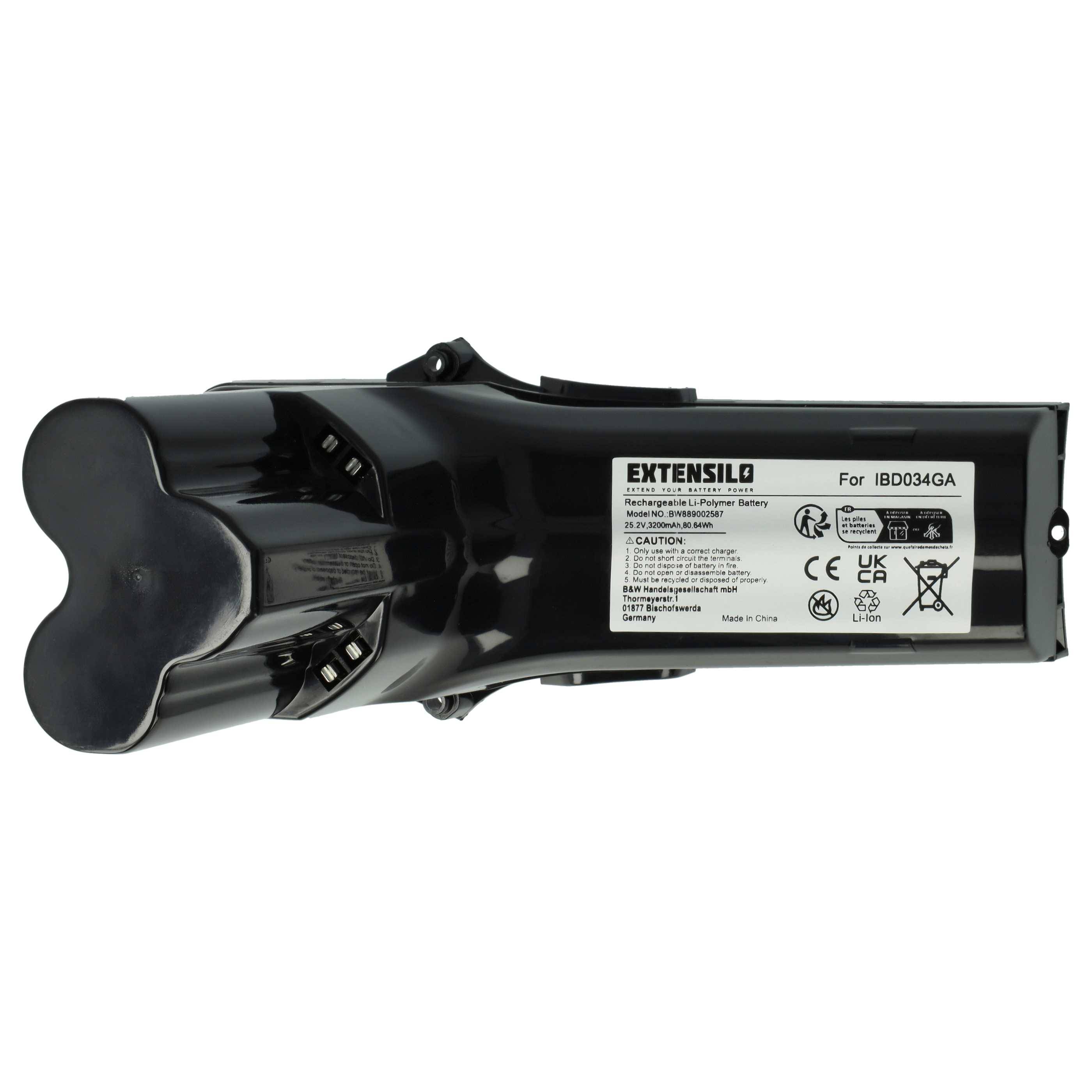 EXTENSILO Akku kompatibel mit Philips SpeedPro Max FC6826/01, FC6826, FC6827, FC6823/82, FC6828, FC6904 Staubsauger (3200 mAh, 25,2 V, Li-Ion)