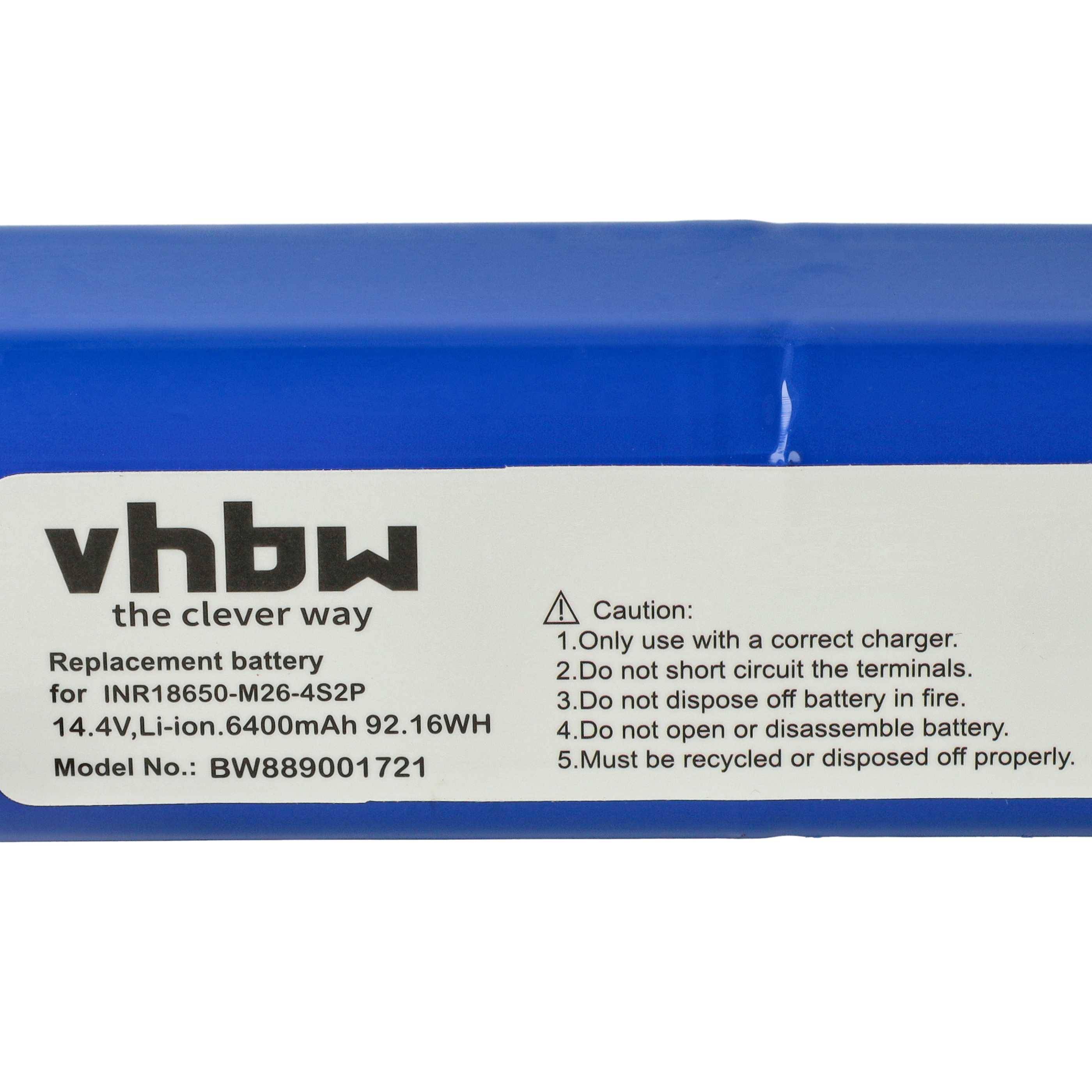 vhbw Akku kompatibel mit Blaupunkt Bluebot Xtreme BPK-VCBB1XTE, BPK-VCBB1XTEN, BPK-VCBB1XTEIC Saugroboter (6400 mAh, 14,4 V, Li-Ion)