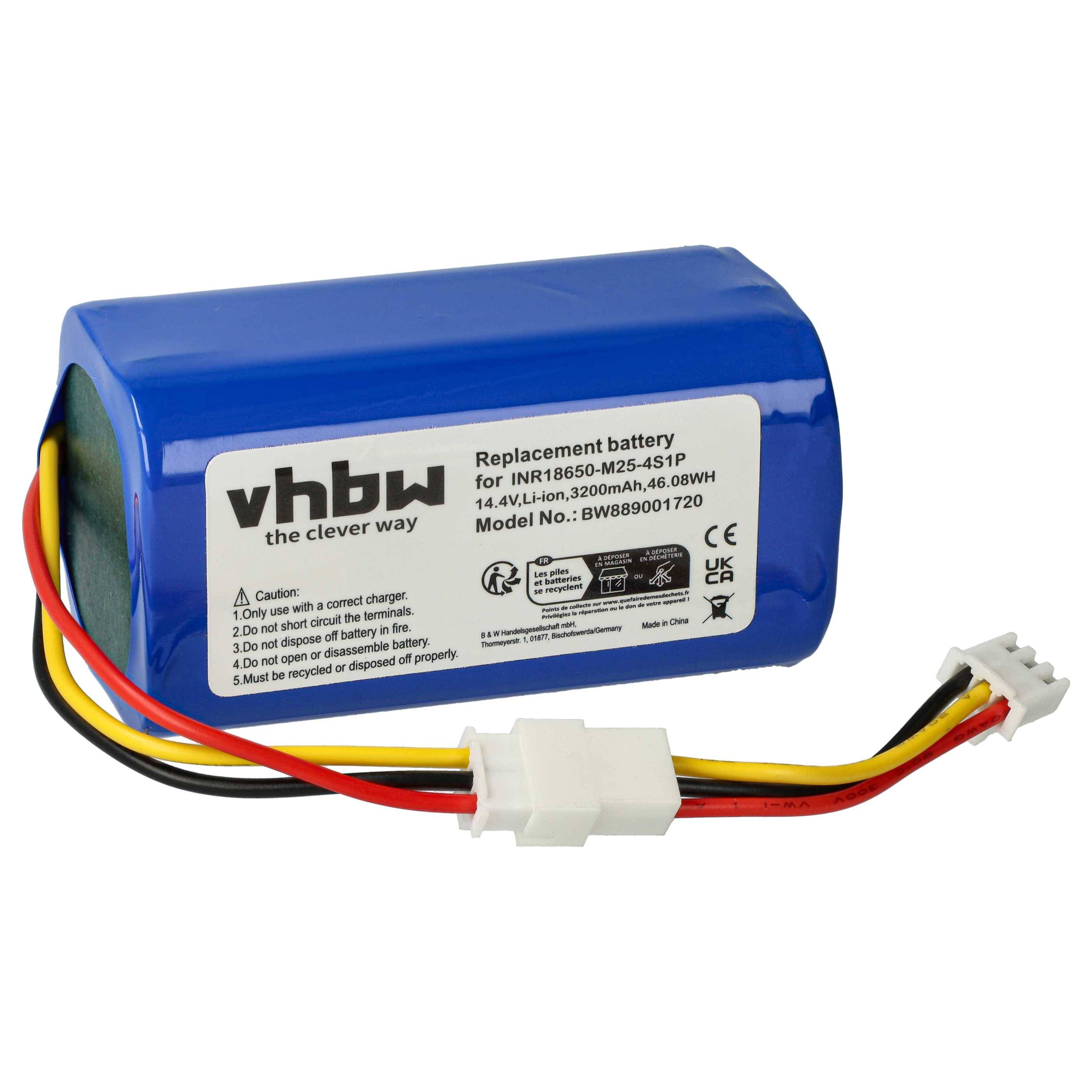 vhbw 1x Akku kompatibel mit Robojet X-ONE, Focus Saugroboter (3200 mAh, 14,4 V, Li-Ion)