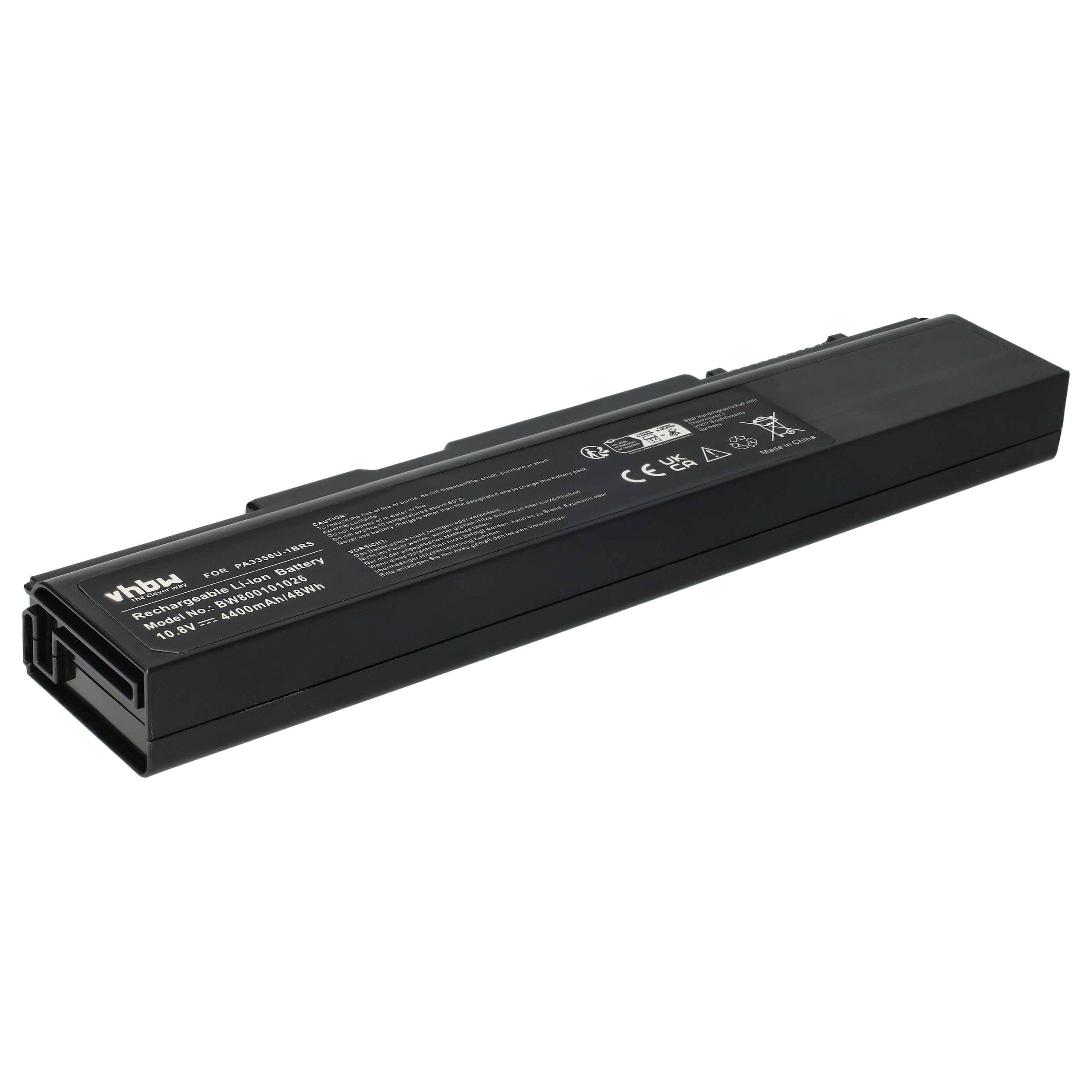 vhbw Akku kompatibel mit Toshiba Tecra S4, S3-366, S3-141, S3-161, S3-129, S3-140, S3-208, S3-242 Notebook (4400 mAh, 10,8 V, Li-Ion)
