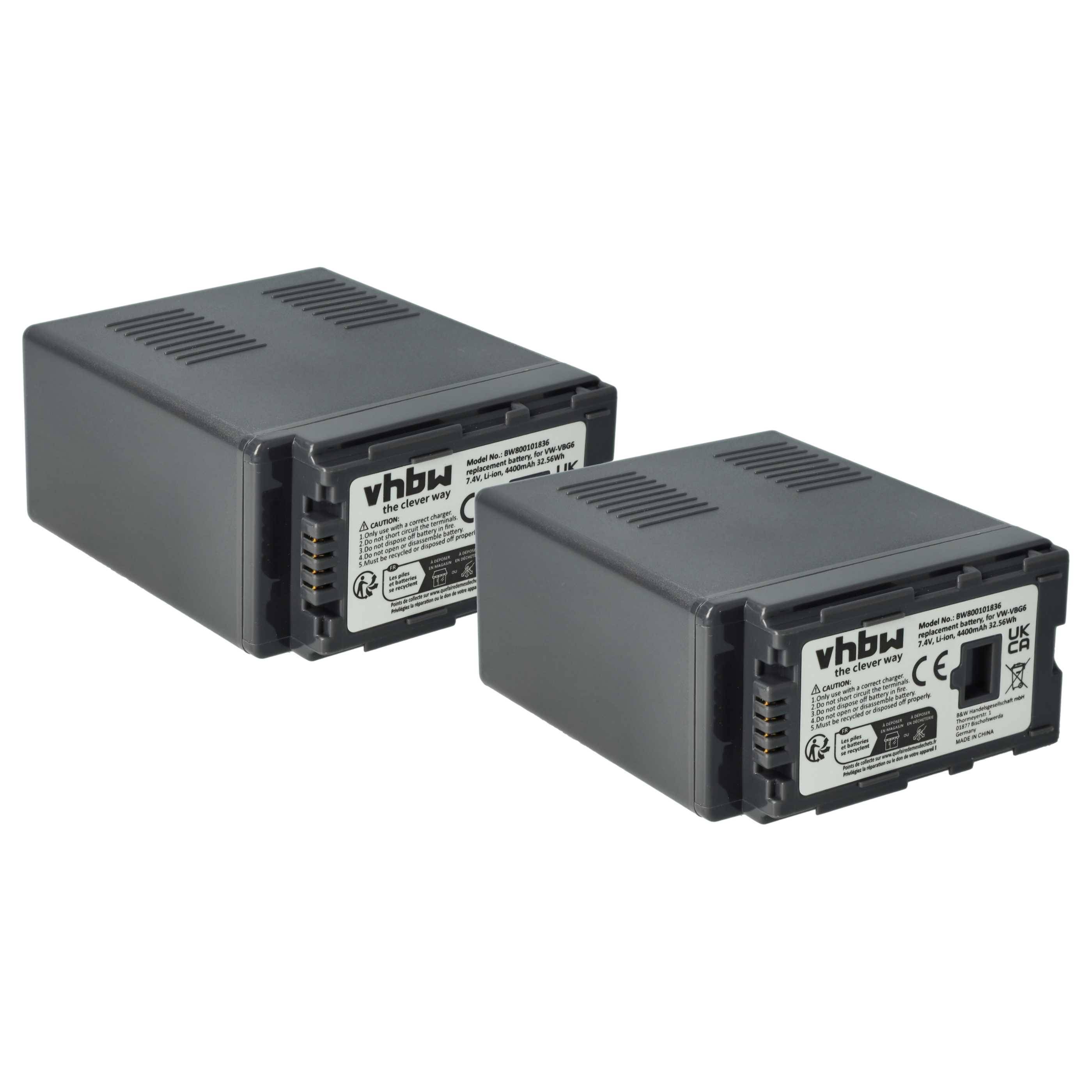 vhbw 2x Akku kompatibel mit Panasonic AG-HMC71E, AG-HMC81, AG-HMC71 Videokamera Camcorder (4400 mAh, 7,4 V, Li-Ion) + Infochip