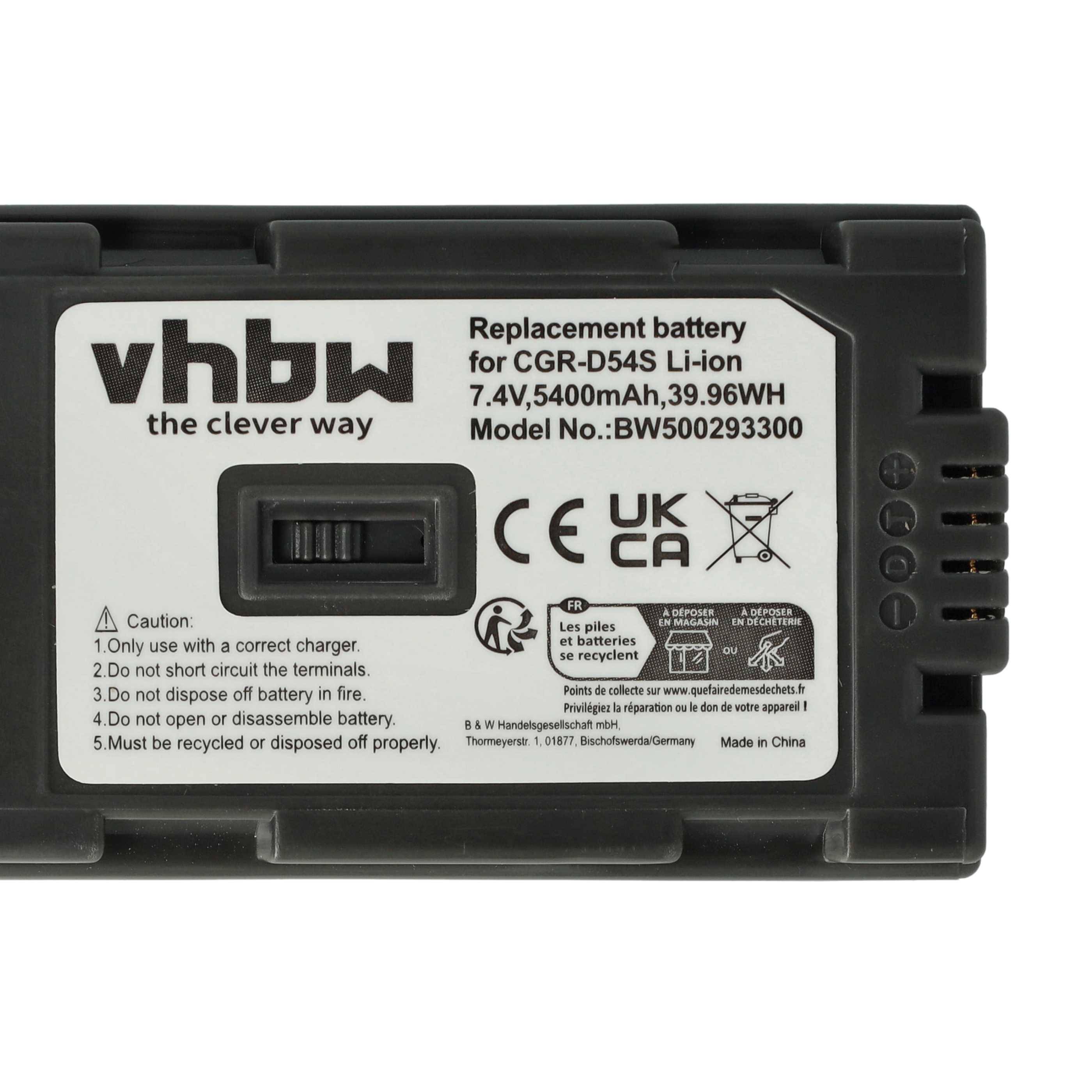 vhbw 2x Akku kompatibel mit Hitachi PV-DV100K, PV-DV200K, PV-DV200, PV-DV400K, PV-DV400, PV-DV600 Videokamera Camcorder (5400 mAh, 7,4 V, Li-Ion)
