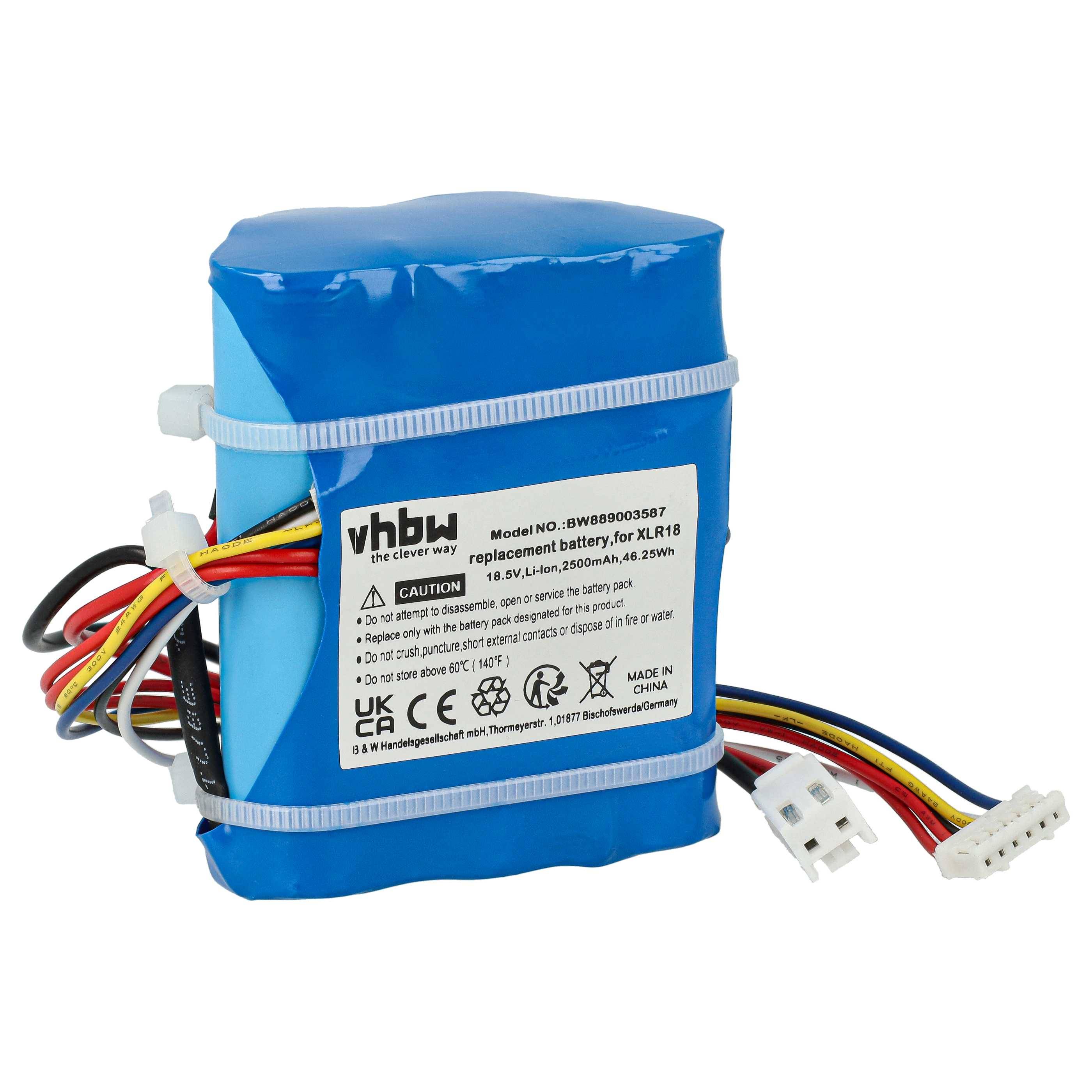 vhbw Akku kompatibel mit DeLonghi XLR18LM.R | Staubsauger (2500 mAh, 18,5 V, Li-Ion, ohne Gehäuse)