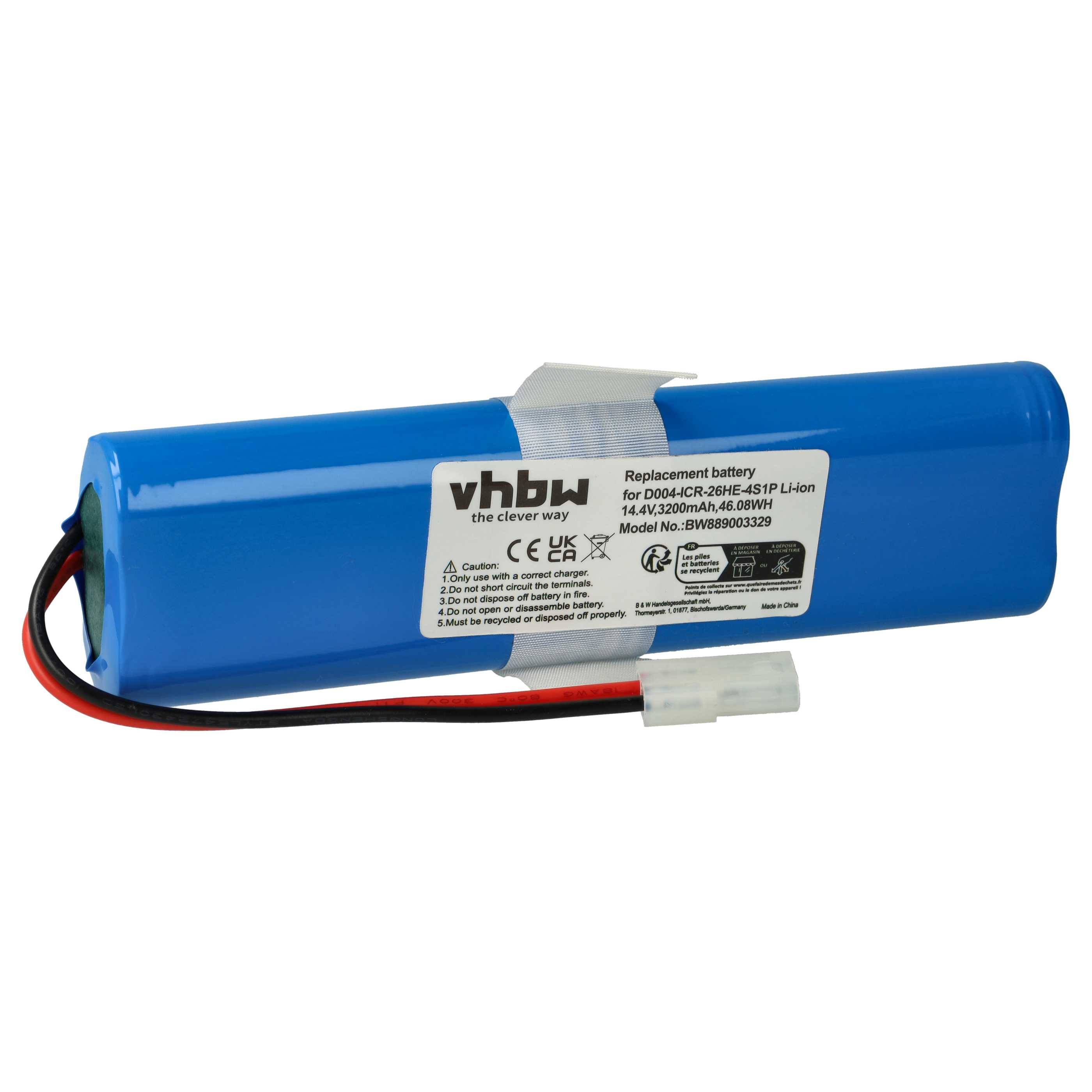 vhbw 1x Akku kompatibel mit 360 D004-ICR-26HE-4S1P Saugroboter (3200 mAh, 14,4 V, Li-Ion)