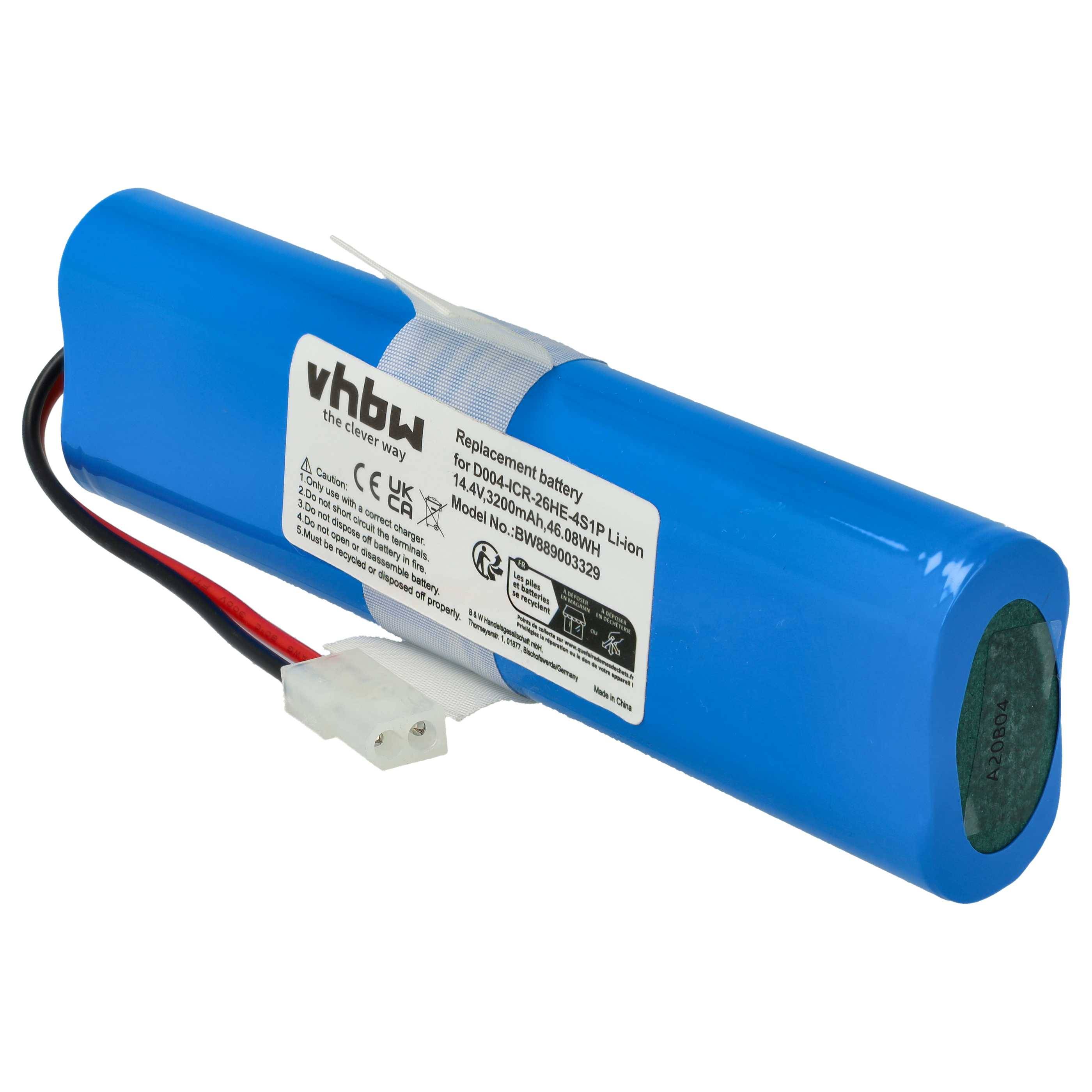 vhbw 1x Akku kompatibel mit 360 D004-ICR-26HE-4S1P Saugroboter (3200 mAh, 14,4 V, Li-Ion)