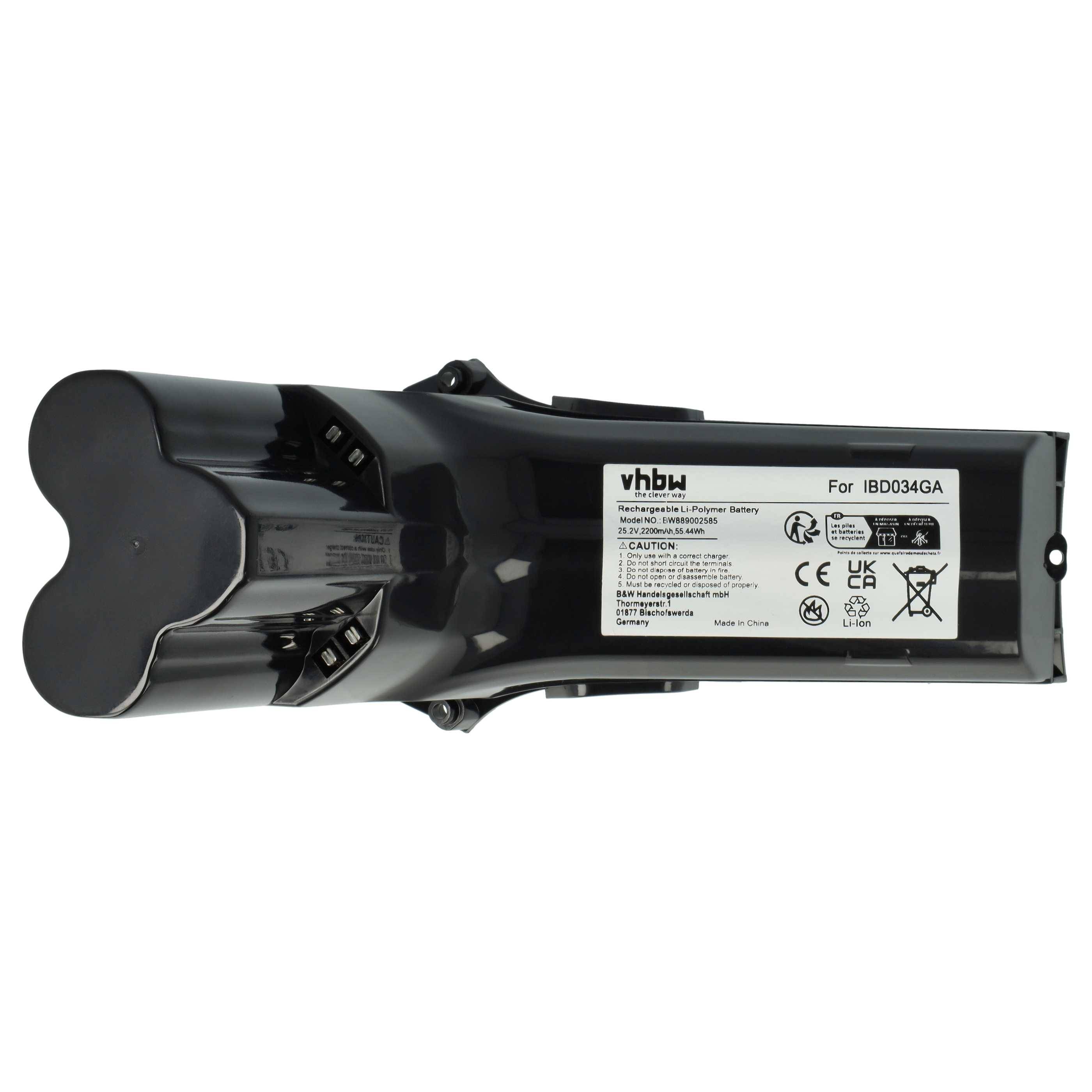 vhbw Akku Ersatz für Philips IBD034GA, 300000517621, 300000517631, IP822, 6.27.40.08-0 für Staubsauger Schwarz (2200 mAh, 25,2 V, Li-Ion)