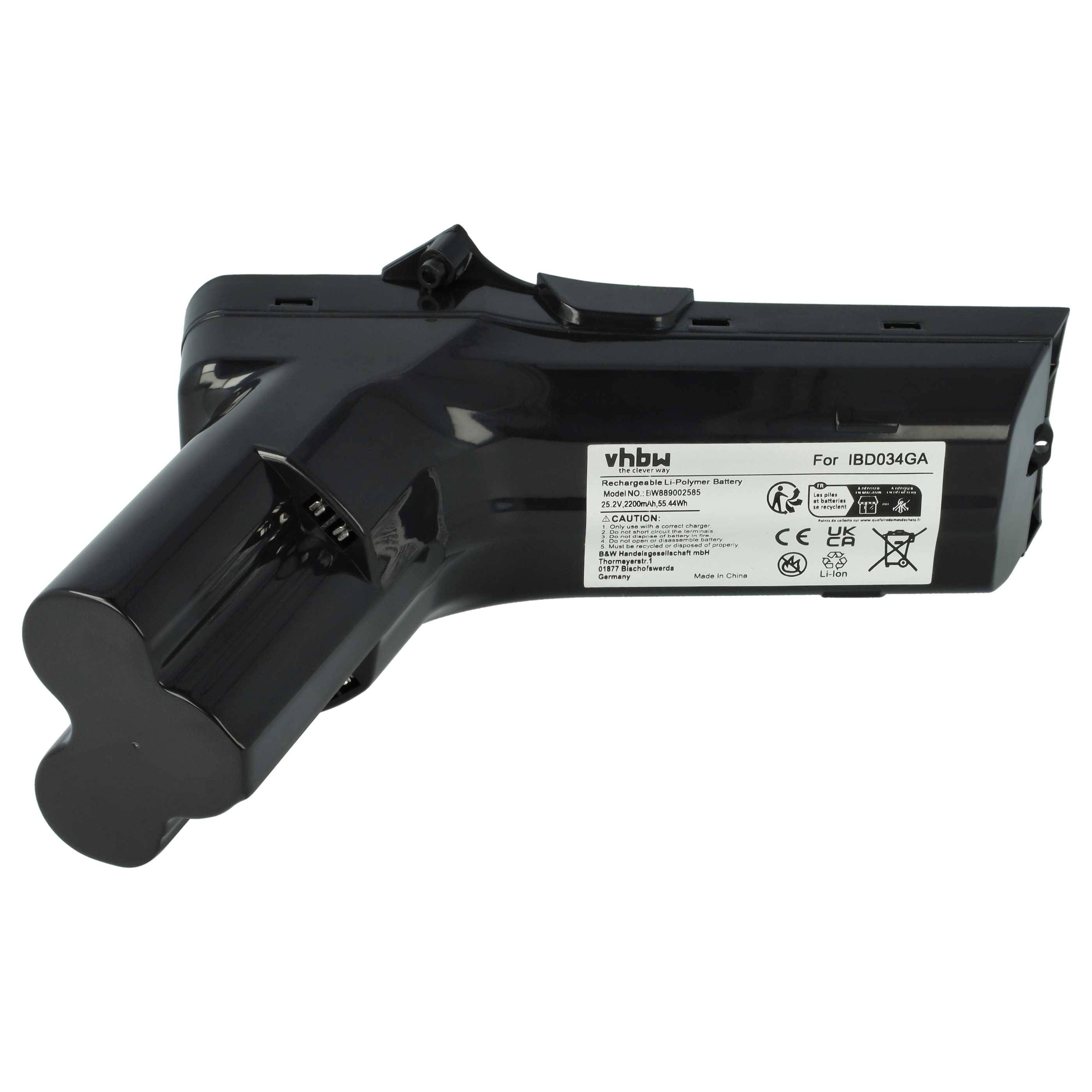 vhbw 1x Akku Ersatz für Philips IBD034GA, 300000517621, 300000517631, IP822, 6.27.40.08-0 für Staubsauger Schwarz (2200 mAh, 25,2 V, Li-Ion)