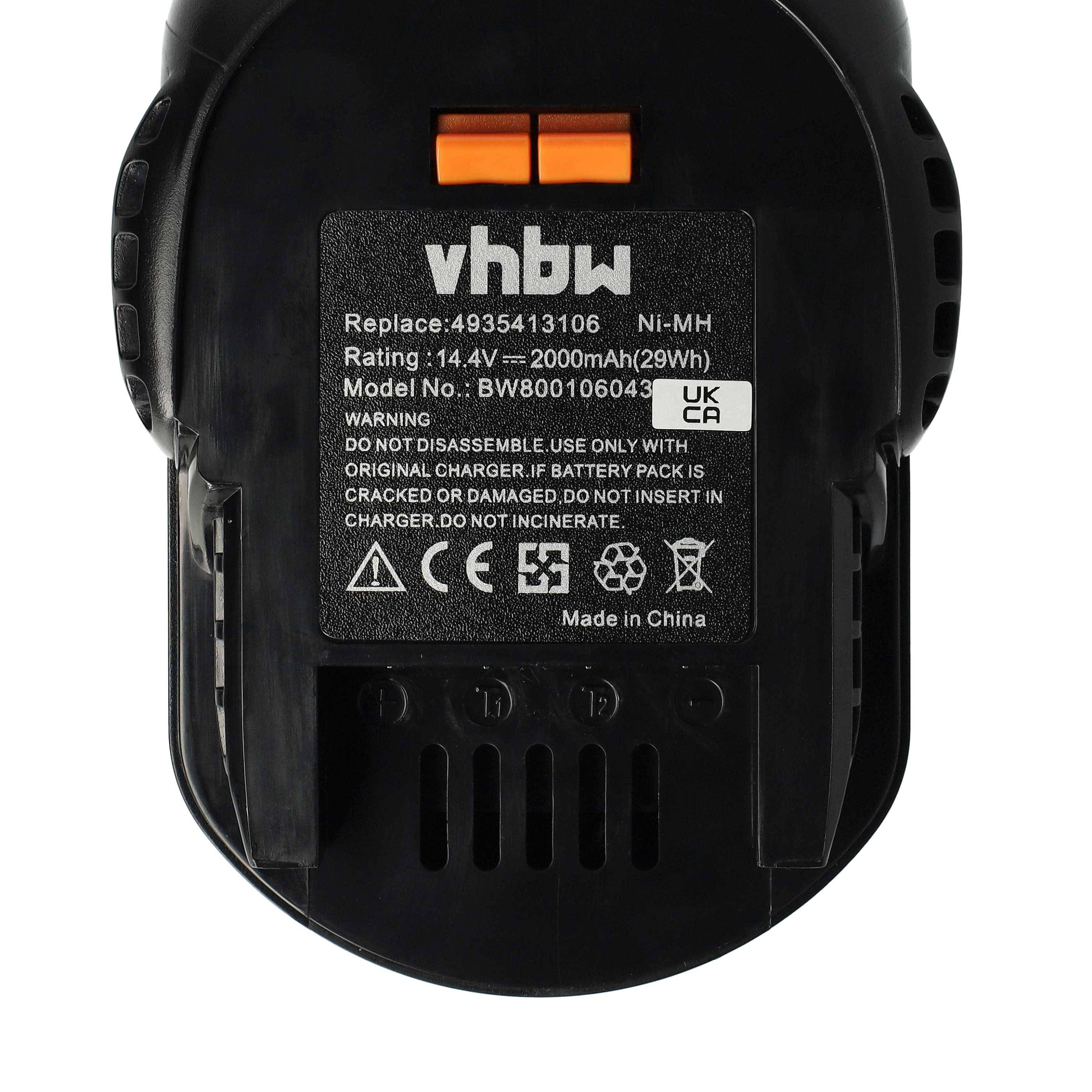 vhbw 1x Akku Ersatz für Würth 0700980420, 0700980425 für Werkzeug (2000 mAh, NiMH, 14,4 V)