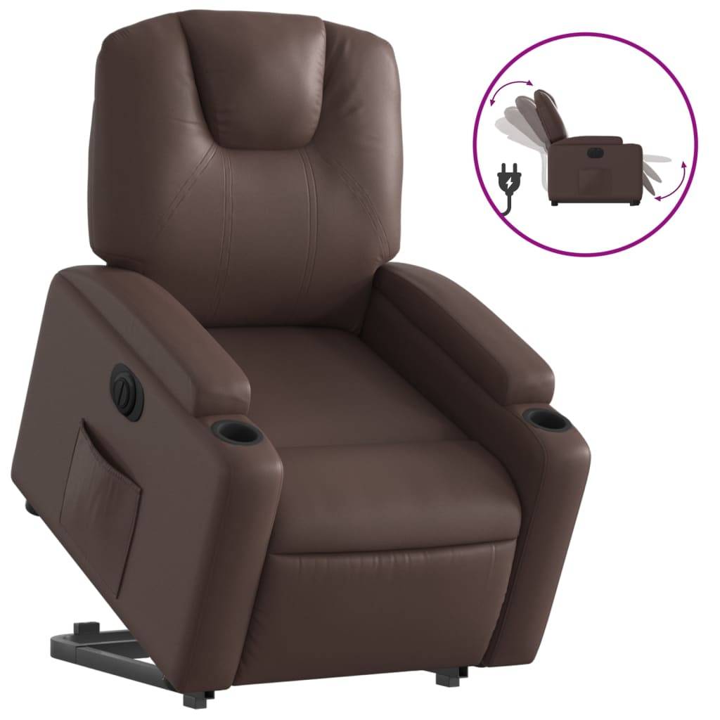 vidaXL Relaxsessel mit Aufstehhilfe Elektrisch Braun Kunstleder