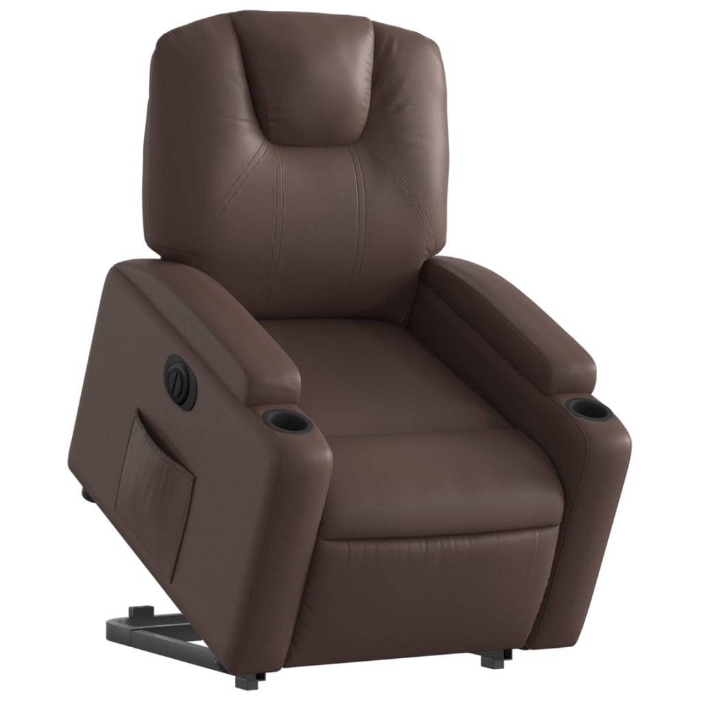 vidaXL Relaxsessel mit Aufstehhilfe Elektrisch Braun Kunstleder