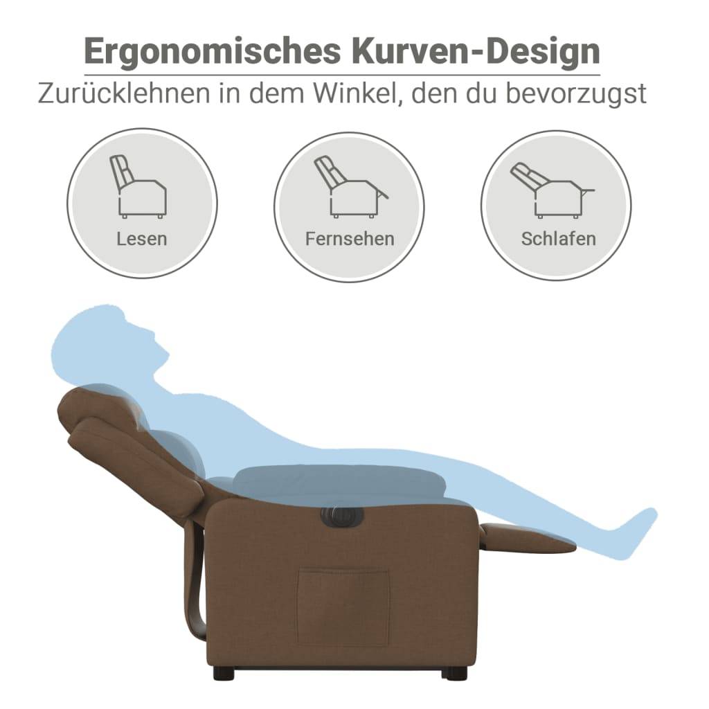 vidaXL Relaxsessel mit Aufstehhilfe Elektrisch Braun Stoff