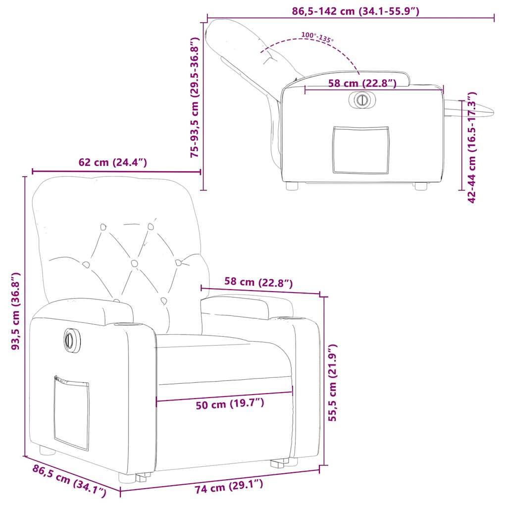 vidaXL Relaxsessel mit Aufstehhilfe Elektrisch Creme Stoff