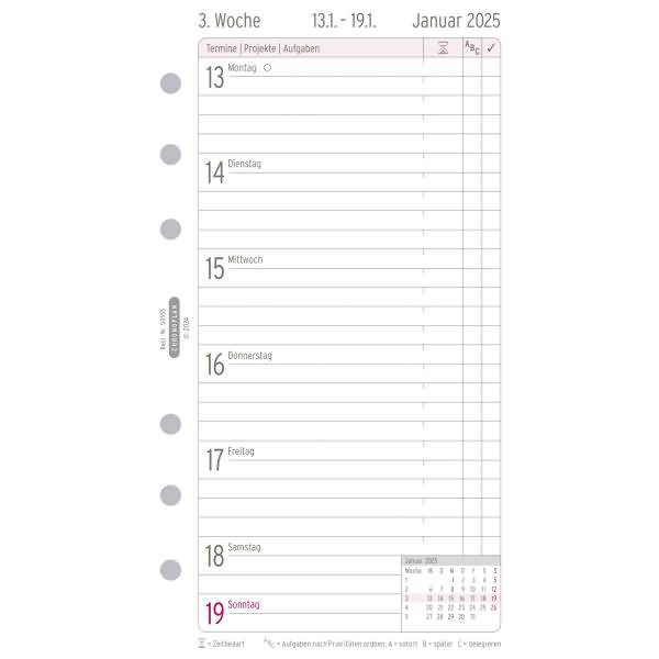 Wochenplan Midi in Zeilen 2025