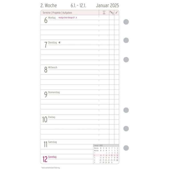 Wochenplan Midi in Zeilen 2025