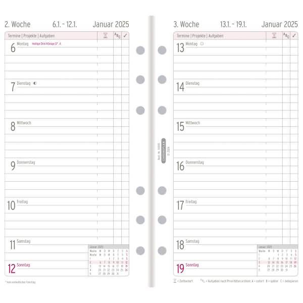 Wochenplan Midi in Zeilen 2025