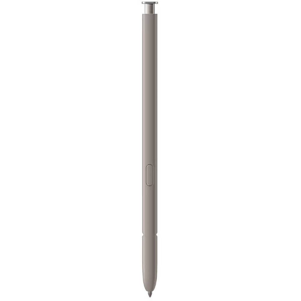 Ein grauer Eingabestift, der vertikal auf einem schlichten weißen Hintergrund gezeigt wird.