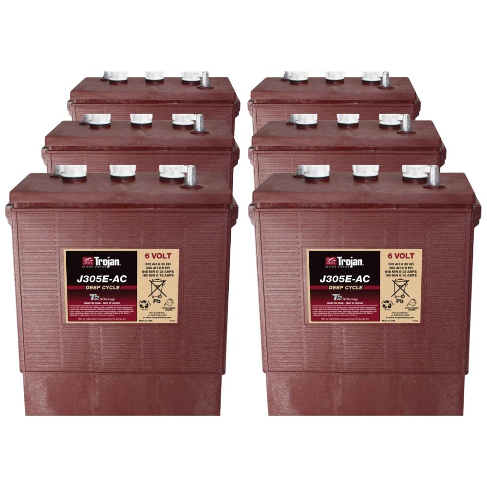 6x Traktionsbatterie Trojan J305E-AC 6V 305Ah Deep Cycle EUTR-Anschluss