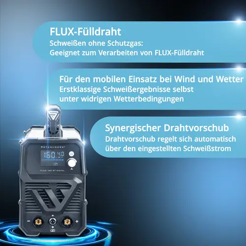 STAHLWERK Schweißgerät FLUX 160 ST Digital mit 160 A Vollausstattung STAHLWERK Schweißgerät FLUX 160 ST Digital mit 160 A Vollausstattung
