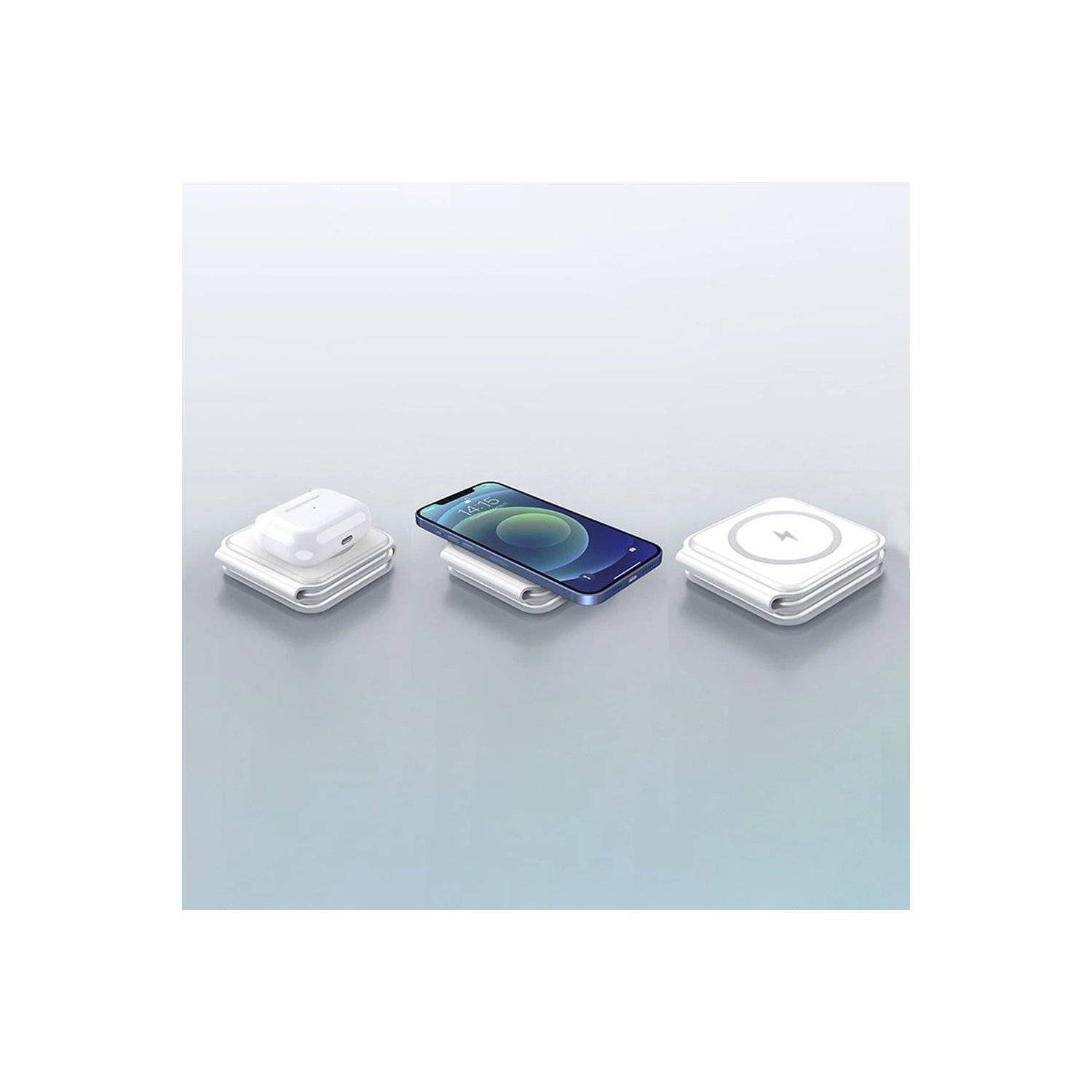 Magnetic Wireless Charger - Dudao A11N 15W 3in1 induktives Ladegerät  weiß - kabelloses Ladegerät
