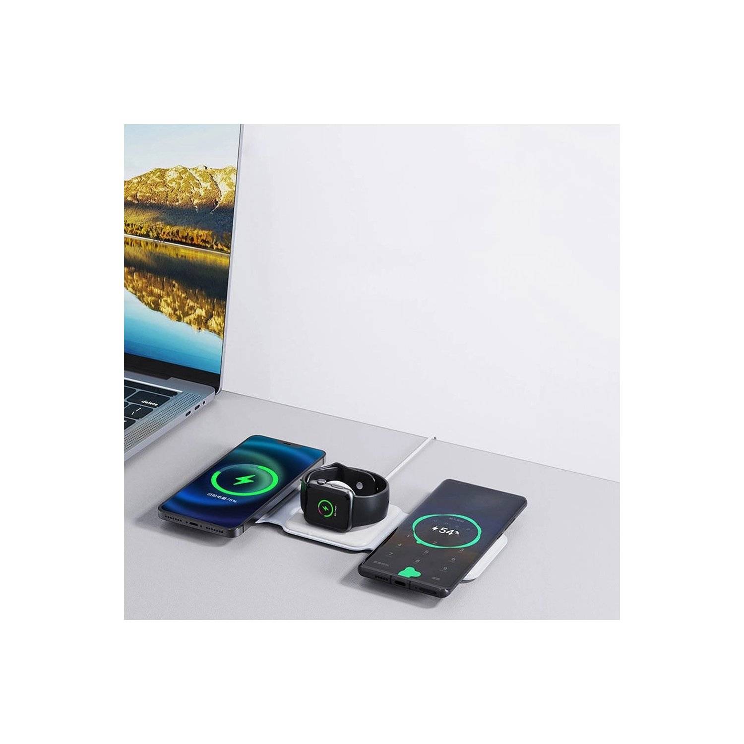 Magnetic Wireless Charger - Dudao A11N 15W 3in1 induktives Ladegerät  weiß - kabelloses Ladegerät