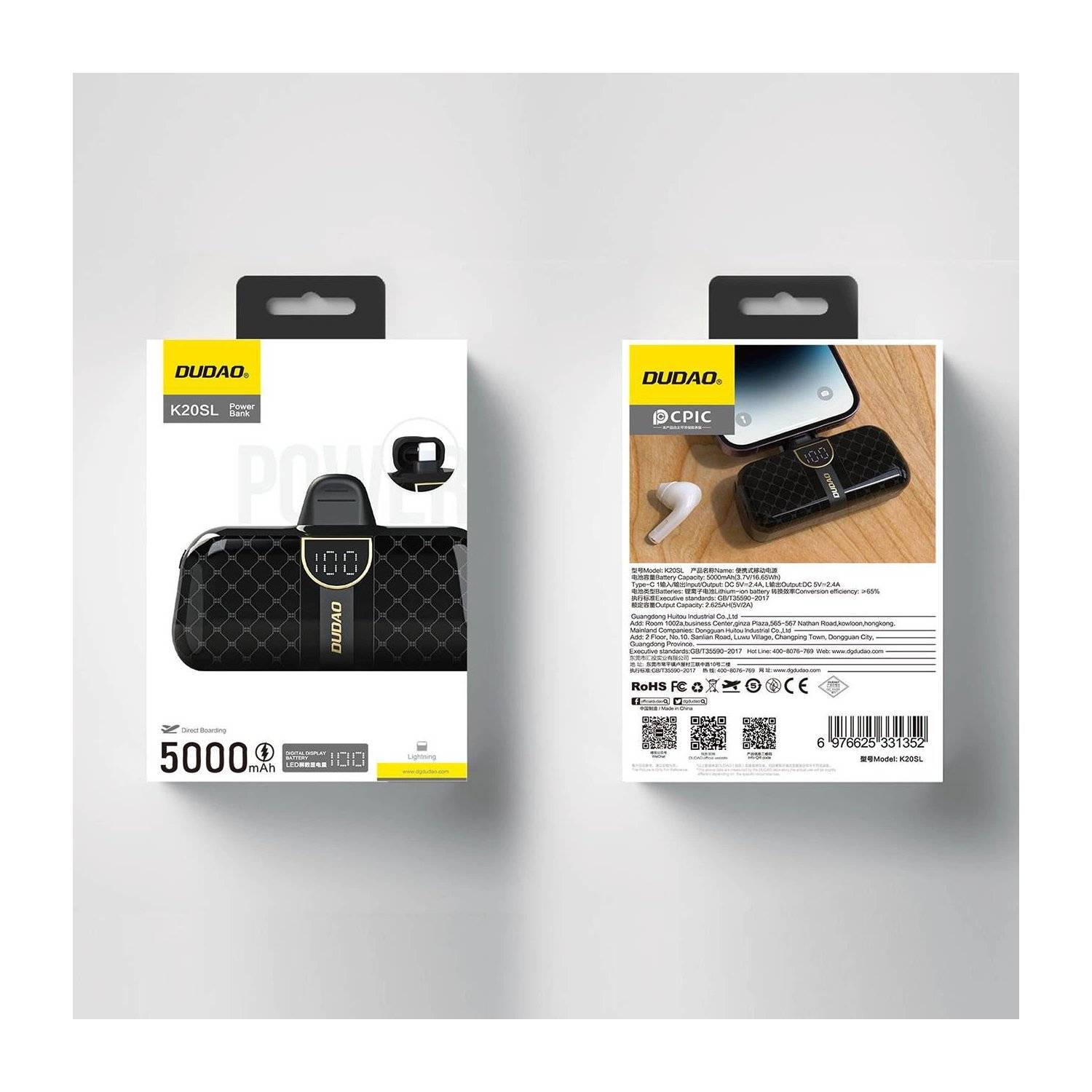 Dudao K20S Mini-Powerbank in Form einer Tasche 5000 mAh - externer Akku - i-Phone Schwarz