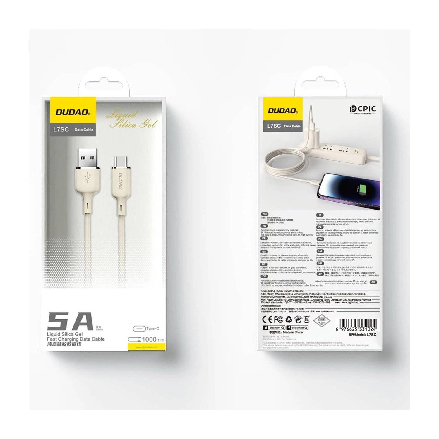 Dudao SmartPhone-Ladekabel L7S USB-A zu USB-C / Micro / i-Phone Ladekabel - 5A - 1m Kabel Type-C