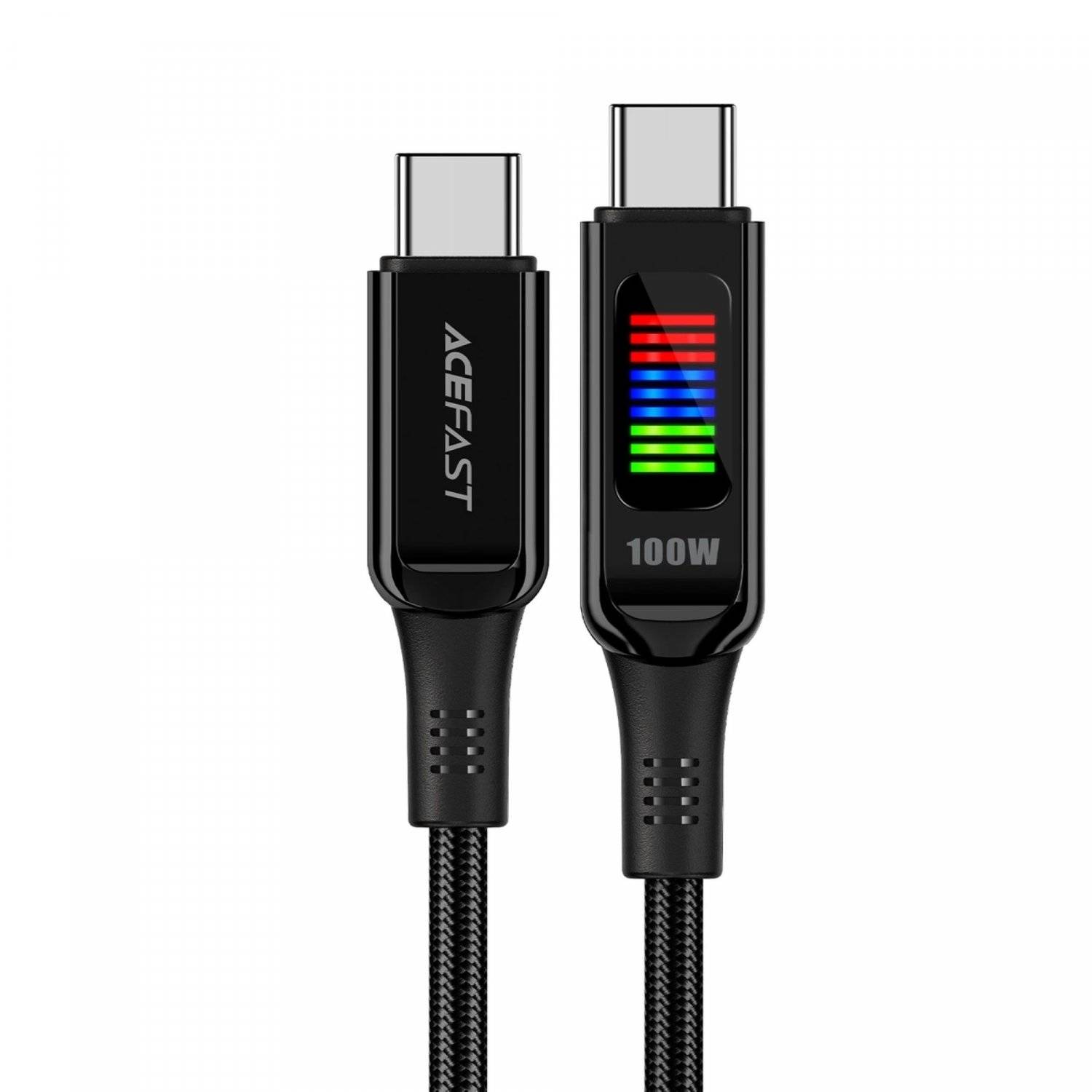 Acefast C7-03 USB-C USB-C 100 W 1,2 m Kabel mit Display  Schwarz