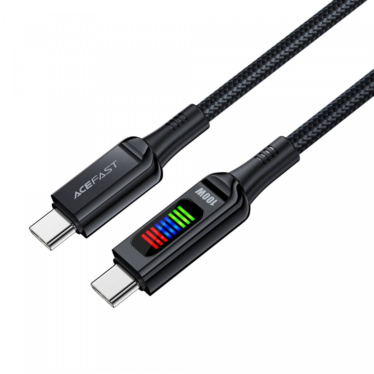 Acefast C7-03 USB-C USB-C 100 W 1,2 m Kabel mit Display  Schwarz