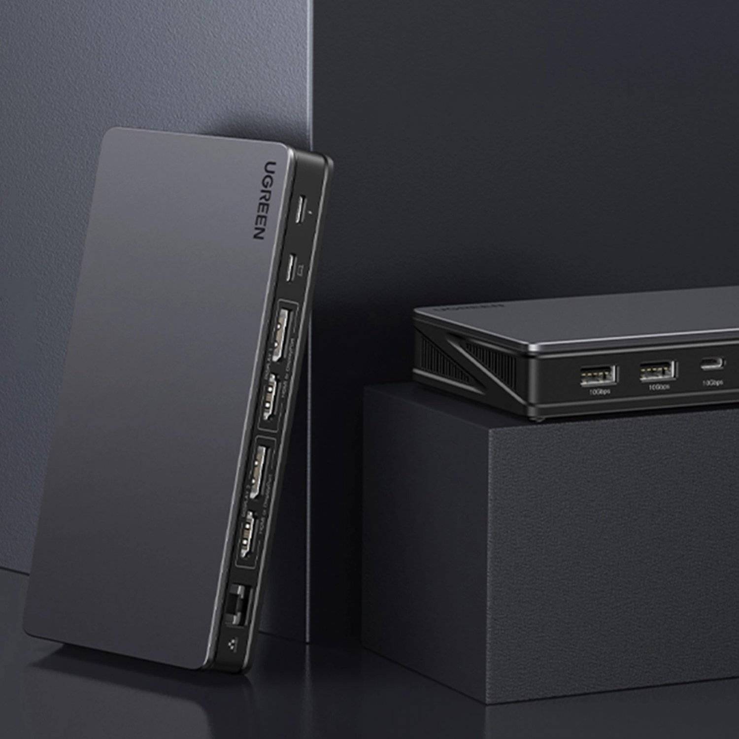 Ugreen CM615 USB-C, DisplayPorrt, HDMI, RJ45 Multifunktionsadapter  Grau mit USB-C Kabel