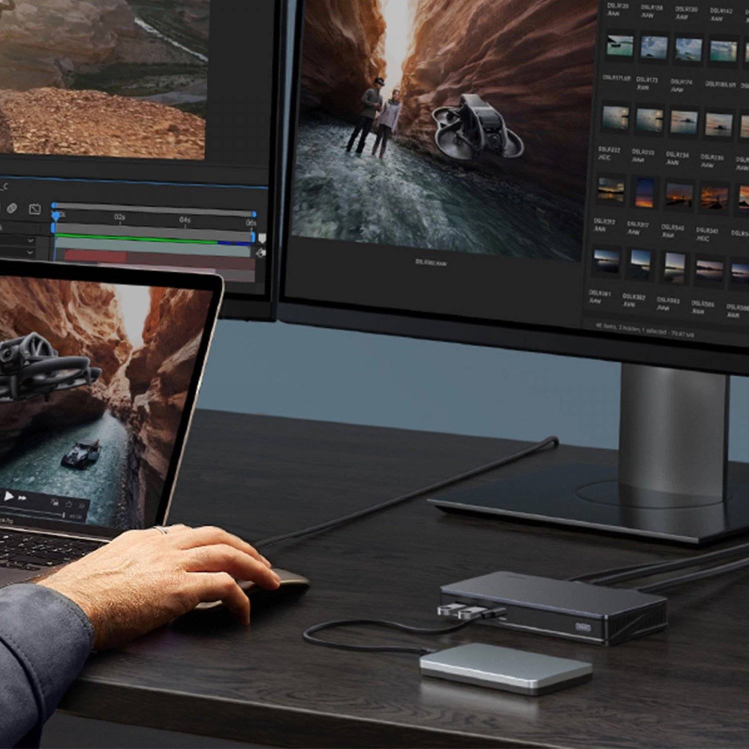 Ugreen CM615 USB-C, DisplayPorrt, HDMI, RJ45 Multifunktionsadapter  Grau mit USB-C Kabel