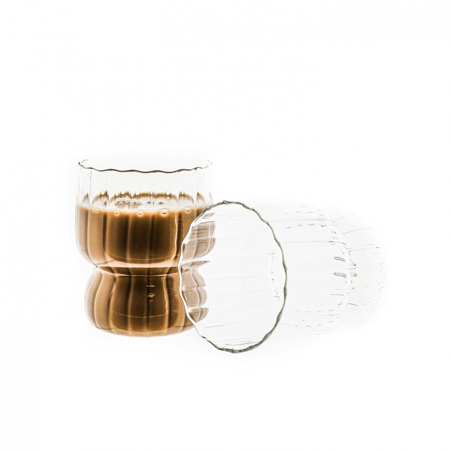 2 Tlg. Trinkgläser Set 300 ml aus Borosilikatglas Espressogläser Hitzebeständig Riffle Design
