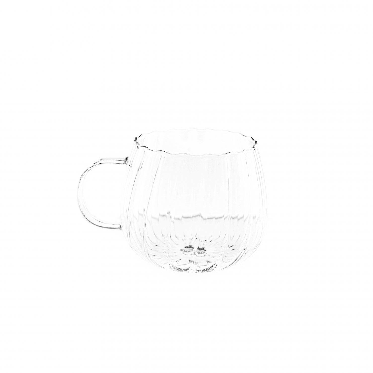 Mulex 12 Tlg. Gläser-Set Riffle Cup Hitzebeständig 350 ml transparent Kaffeeglas Teeglas