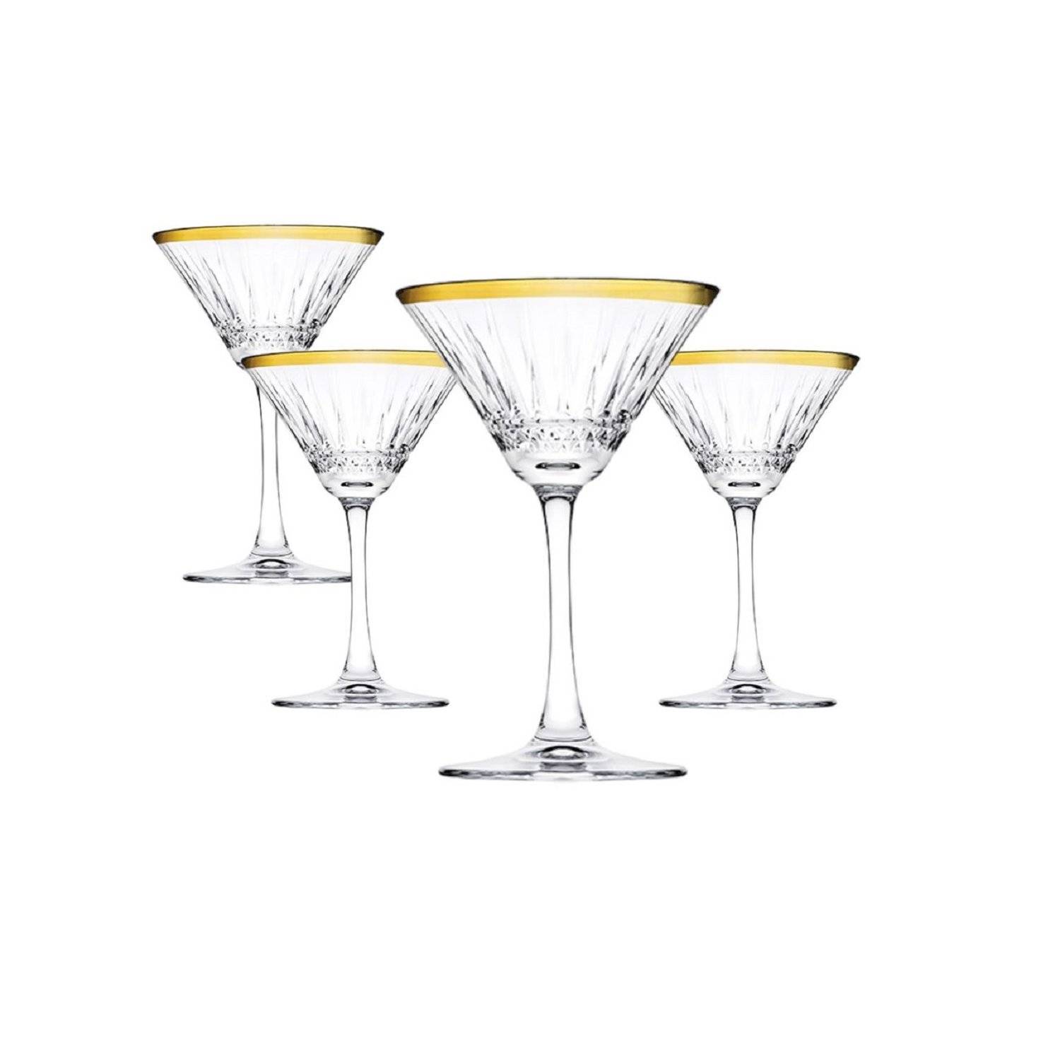 Pasabahce Elysia Martiniglas, Cocktailschale, Cocktailglas, 220ml, Glas, transparent/gold, 4 Stück
