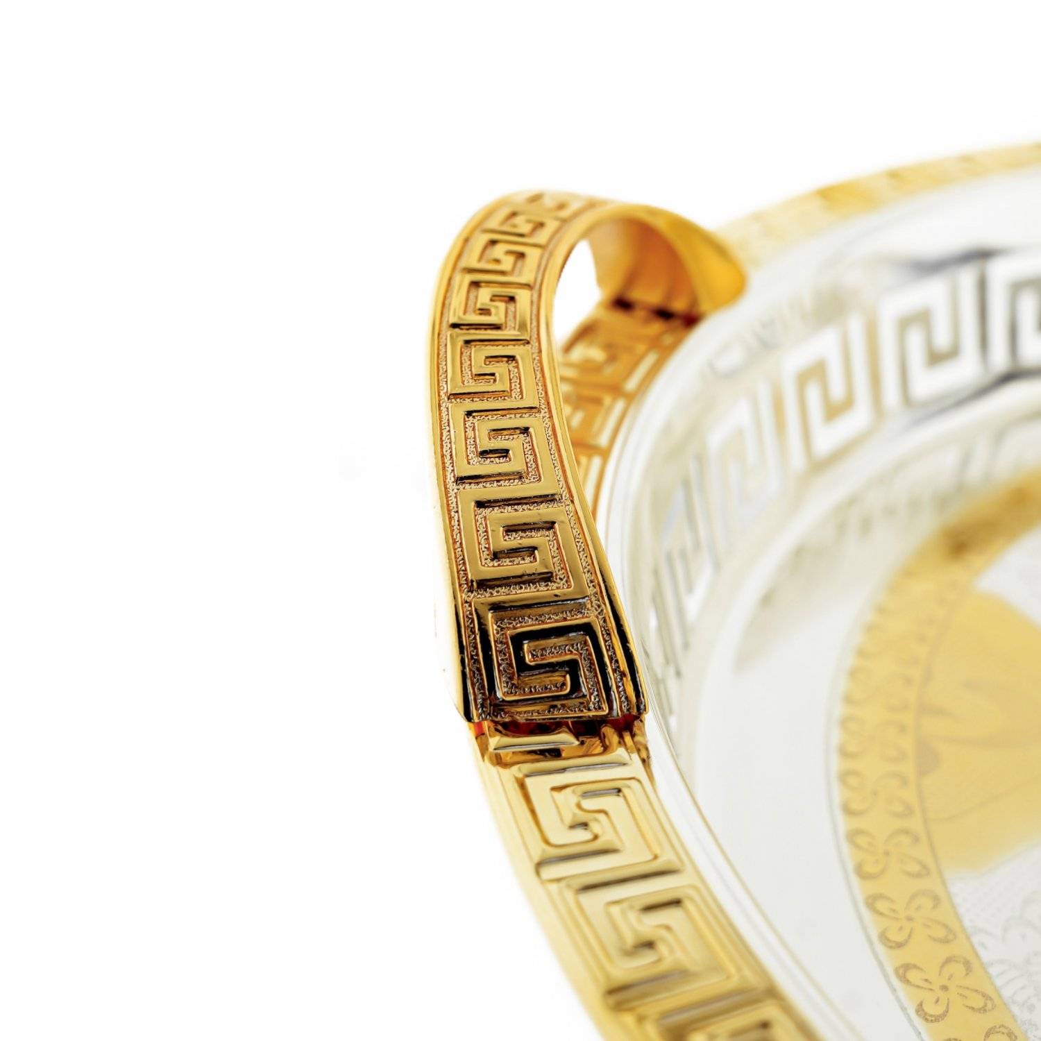 Sunay Serviertabletten Rund in Silber mit goldenen Musterdetails 35x3,5 cm